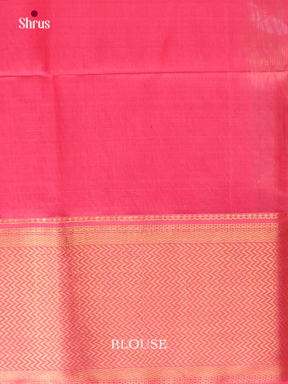 Sheeny Pink Maheshwari silk cotton Saree With Gold Buttas & Zari Woven Border