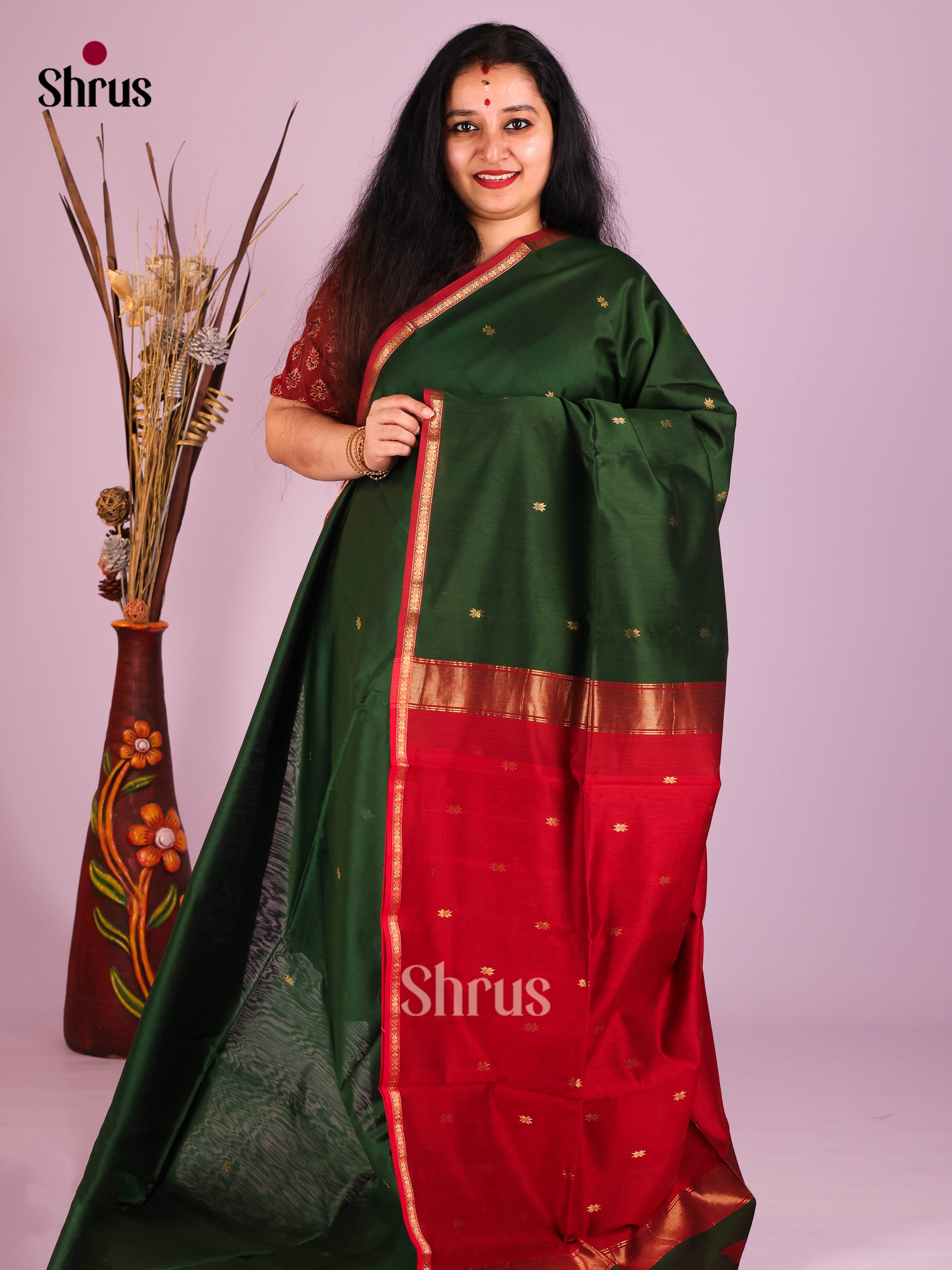 DIS16411 - Maheshwari silkcotton Saree - Shop on Shrus.com