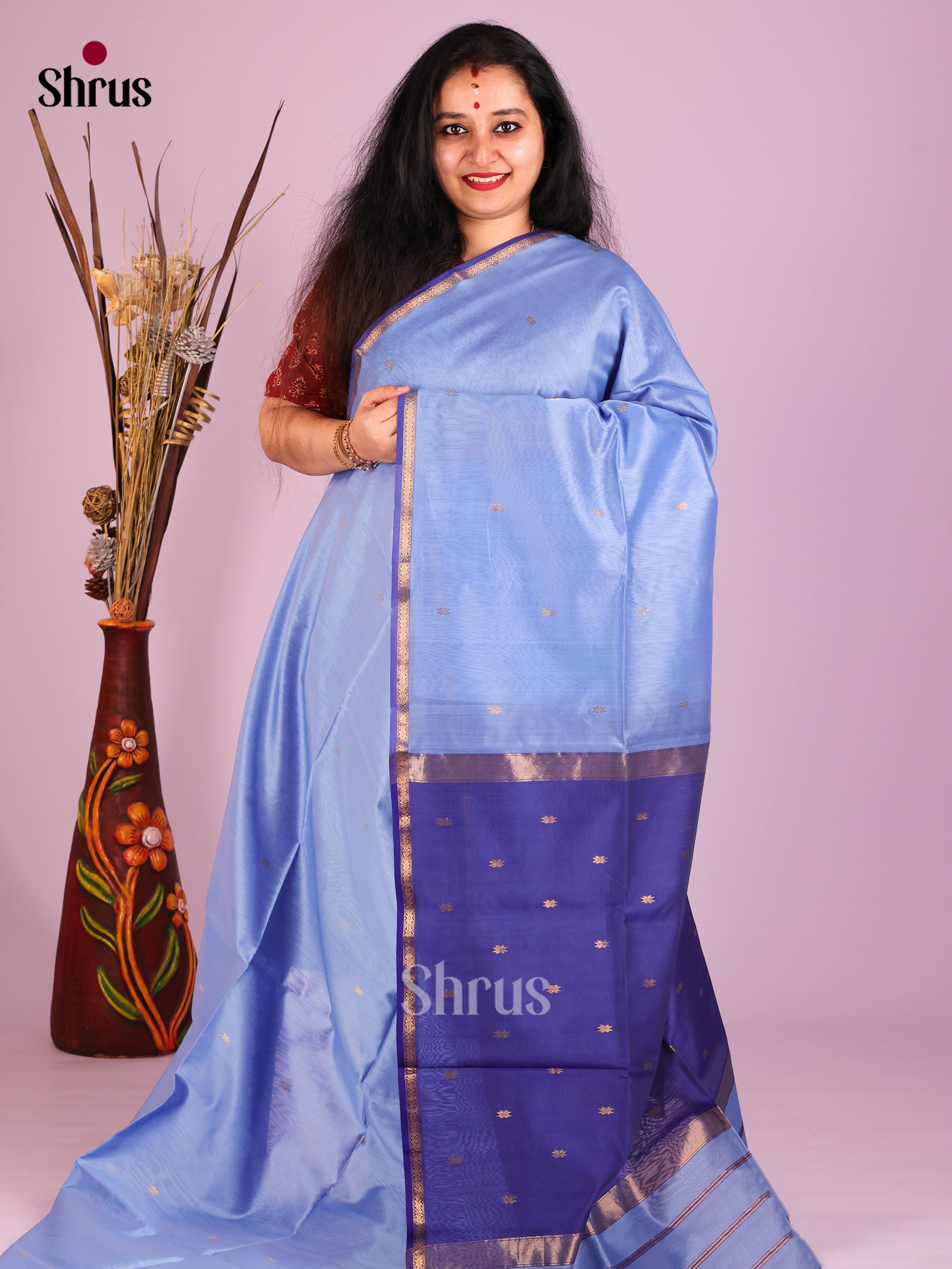 DIS16414 - Maheshwari silkcotton Saree - Shop on Shrus.com