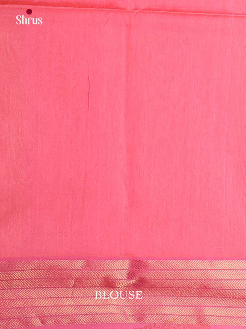 Chic Yellow Maheshwari Cotton Silk Saree With Thread Buttas & Zari Woven Pink Pallu