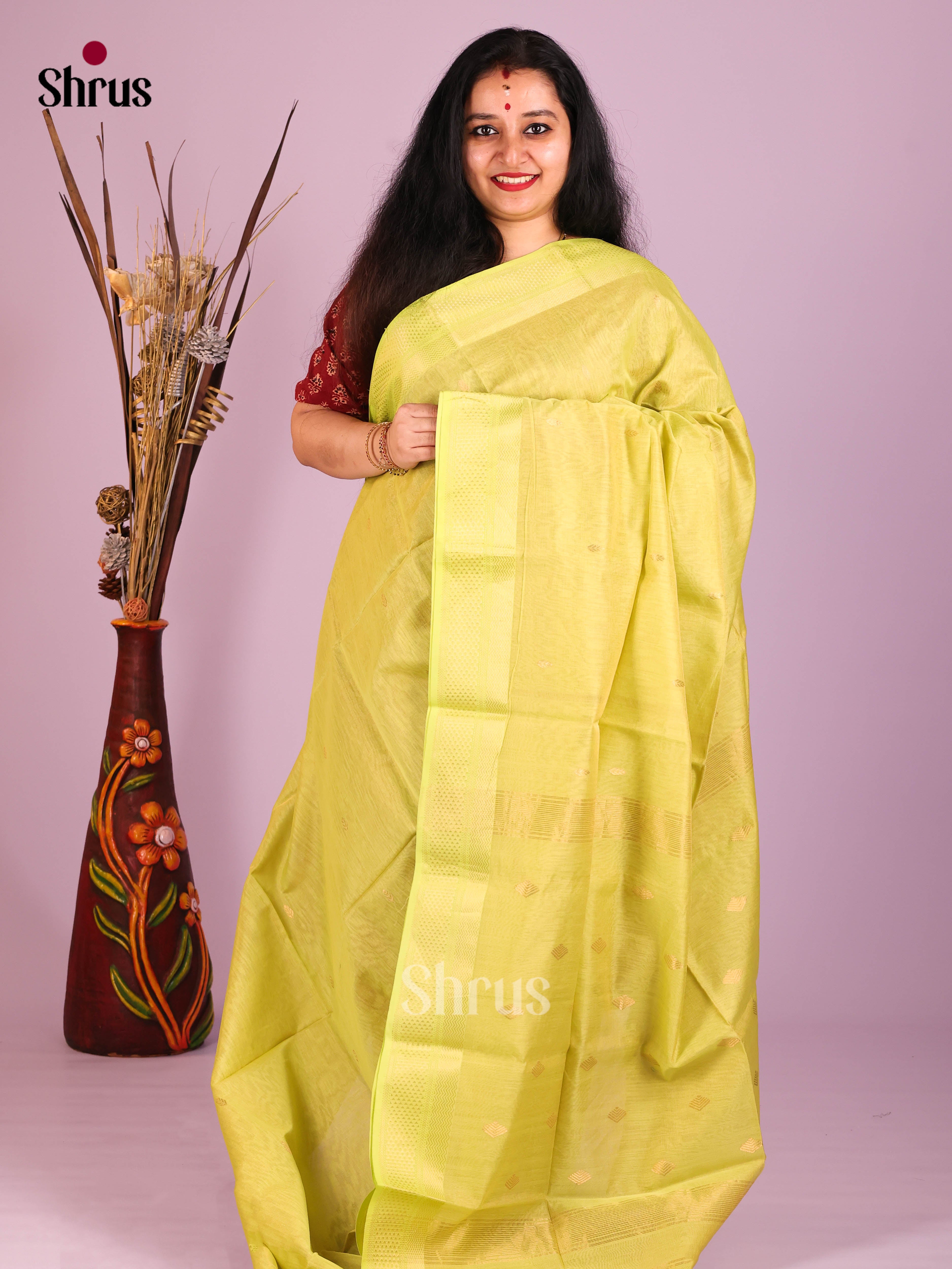 Pista Green(single Tone) - Maheshwari silkcotton Saree