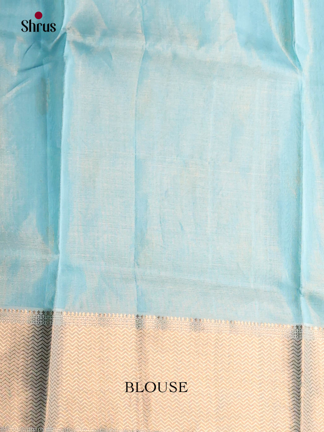 Charming Light Blue Maheshwari silk cotton Saree With Gold Buttas & Zari Border