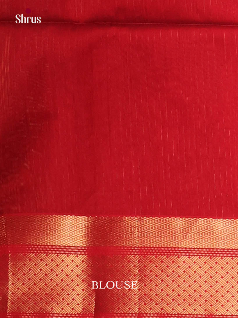 Green & Red - Maheshwari silkcotton Saree - Shop on Shrus.com