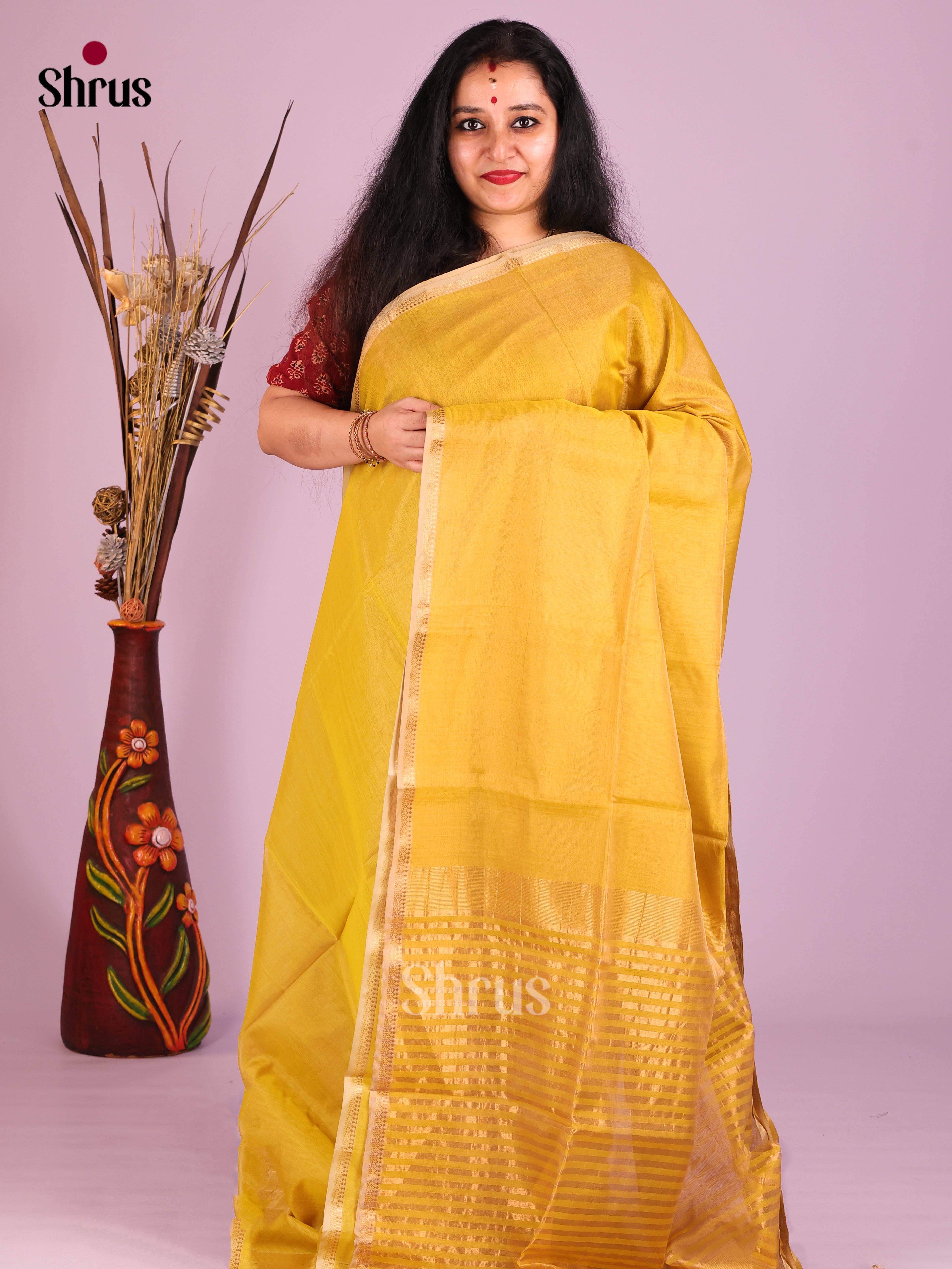 DIS16485 - Maheshwari silkcotton Saree - Shop on Shrus.com