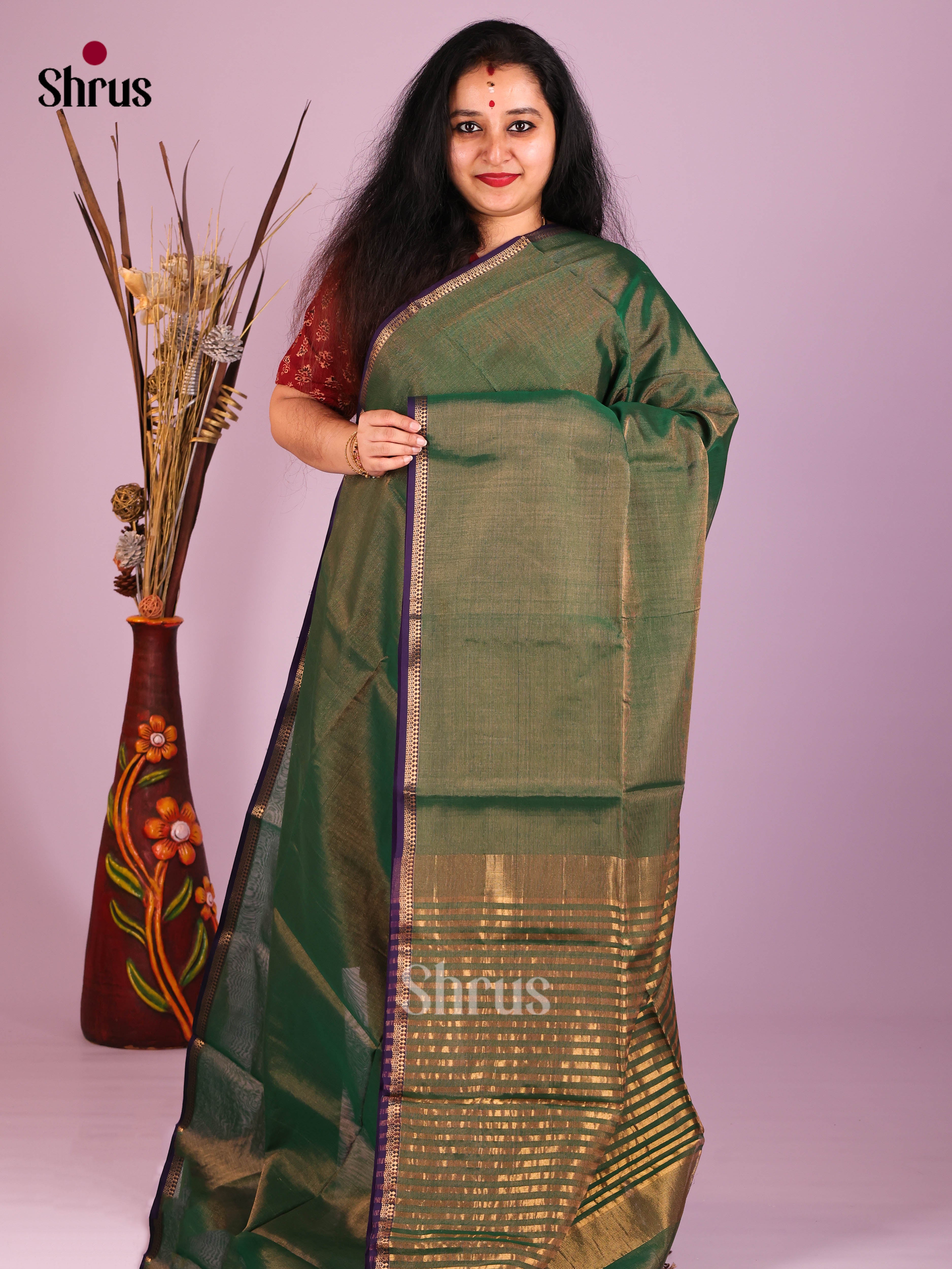 DIS16486 - Maheshwari silkcotton Saree - Shop on Shrus.com