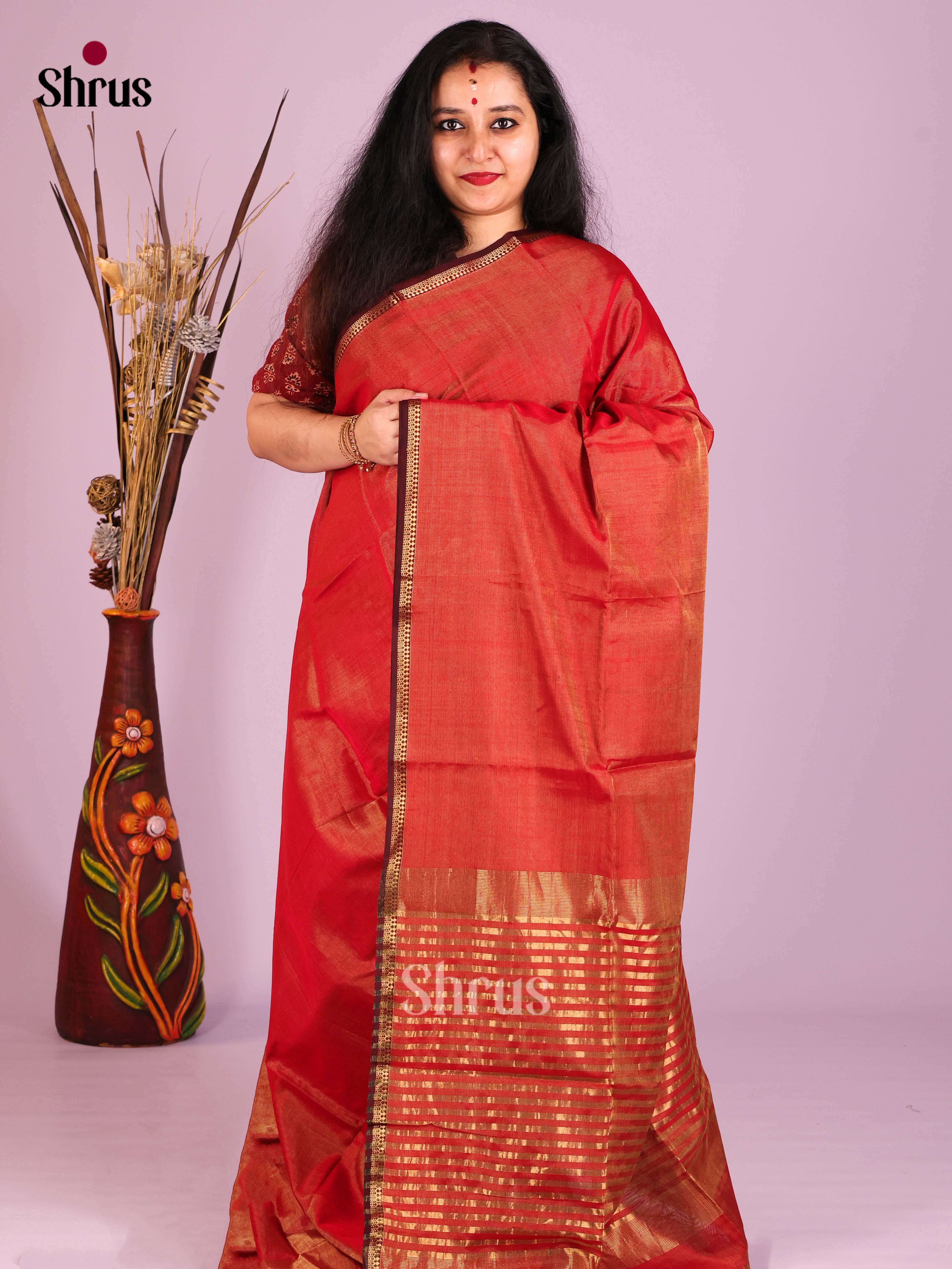 DIS16488 - Maheshwari silkcotton Saree - Shop on Shrus.com