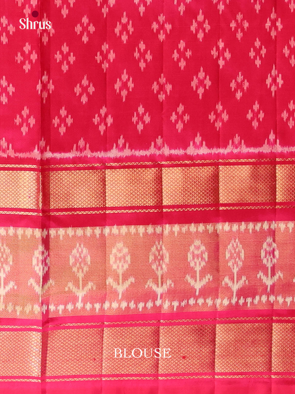 Cream & Pink- Ikkat Silk Saree