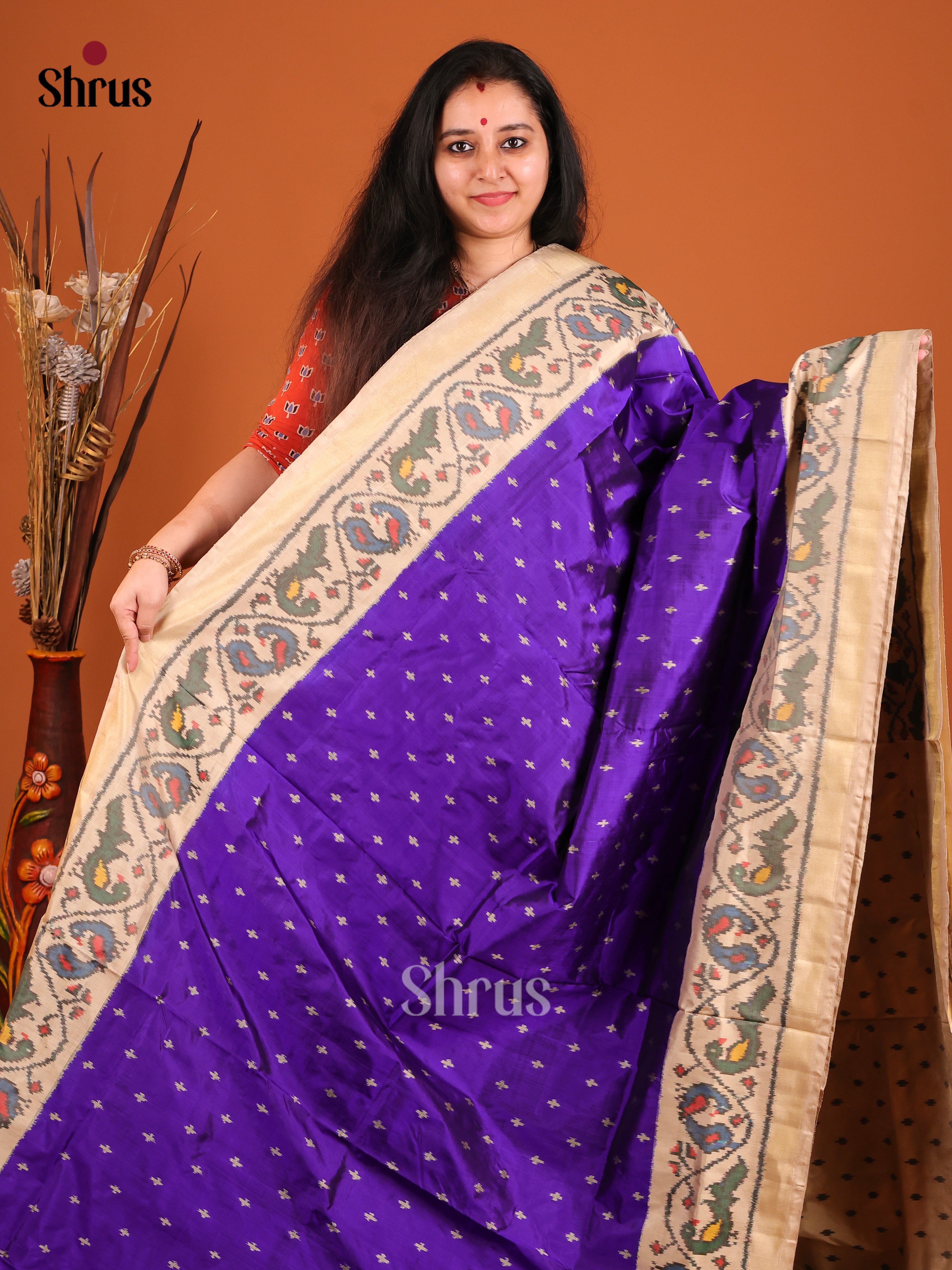DIS16523 - Ikkat Silk Saree