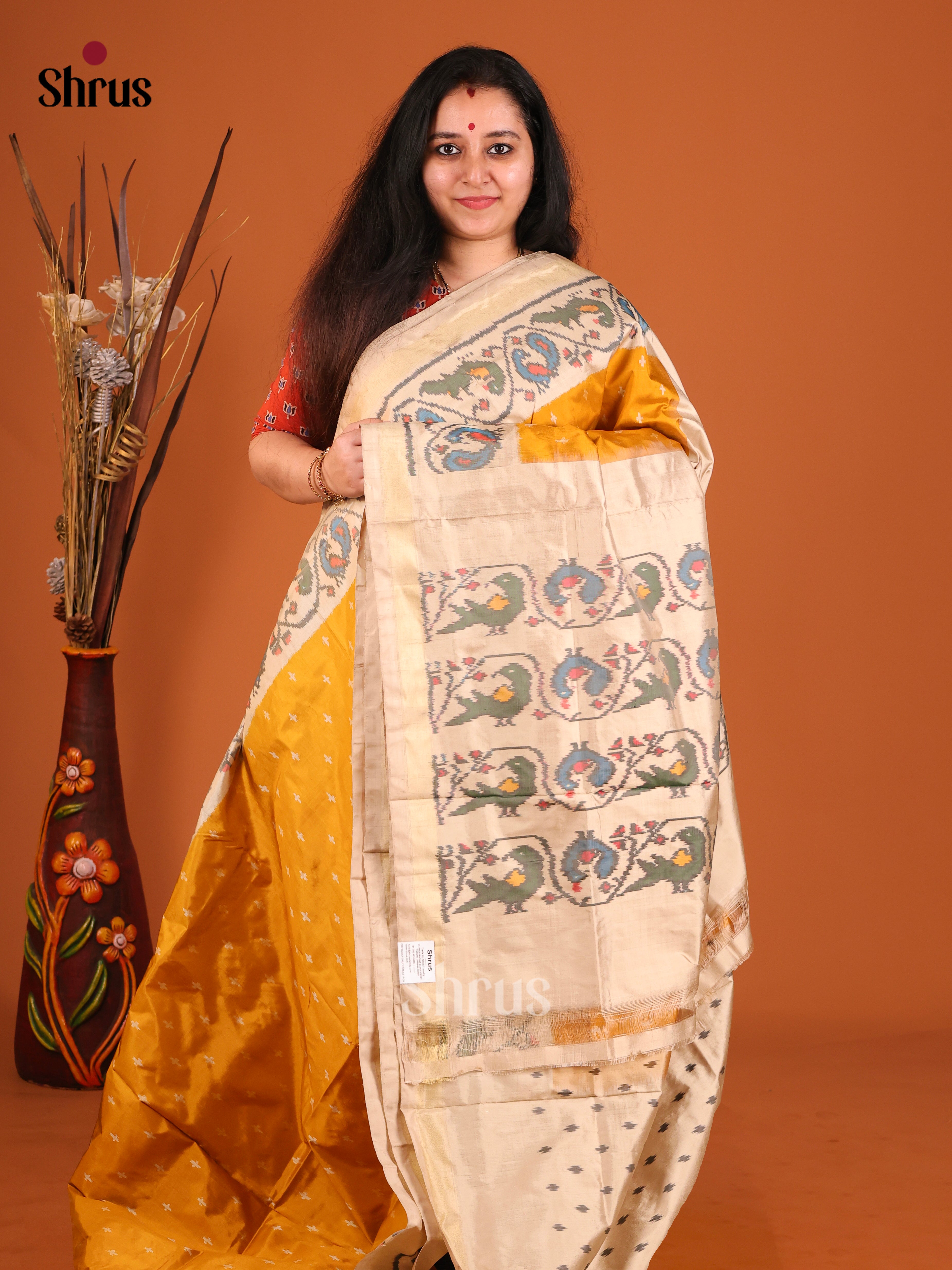 DIS16524 - Ikkat Silk Saree