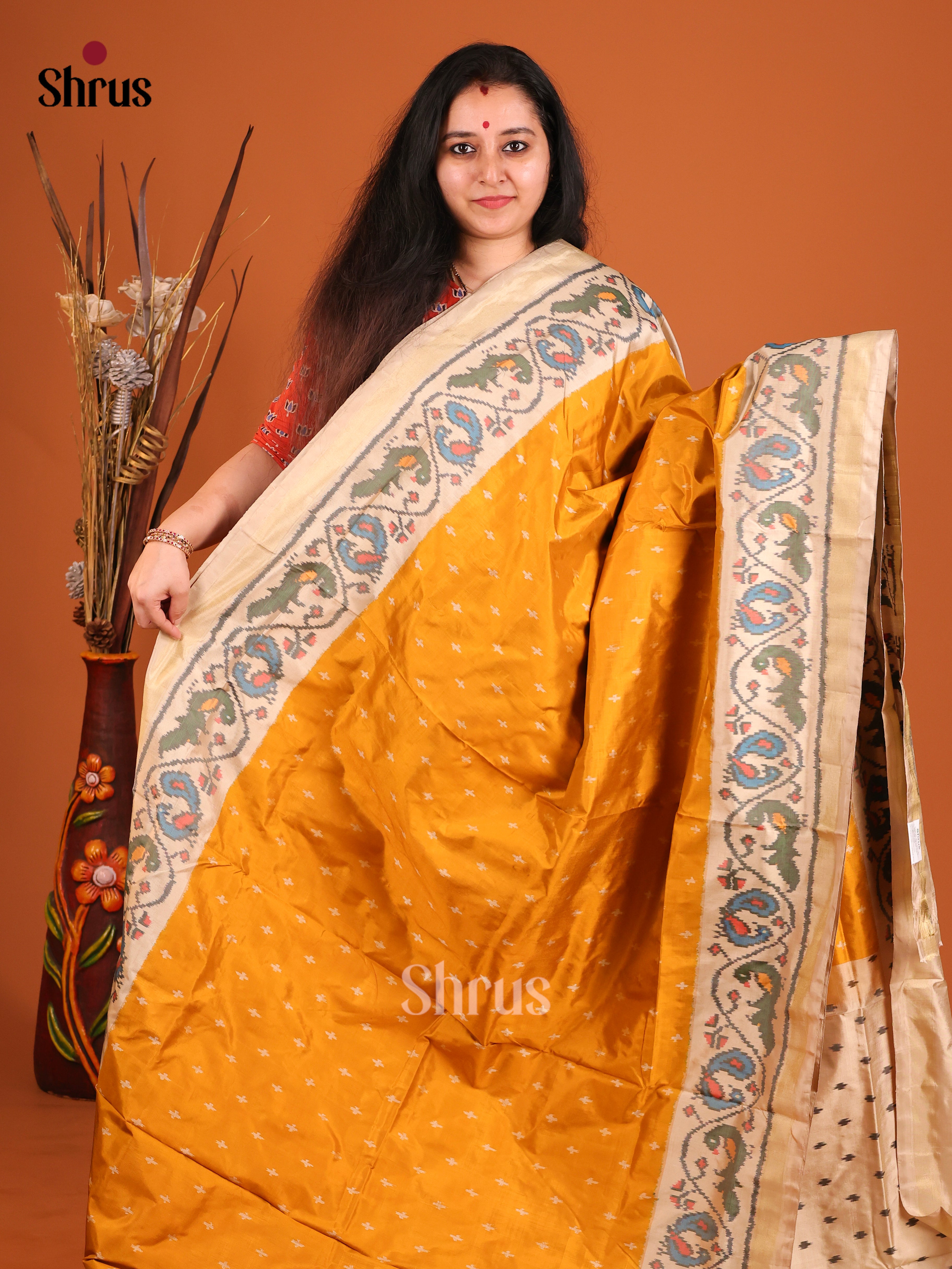 DIS16524 - Ikkat Silk Saree