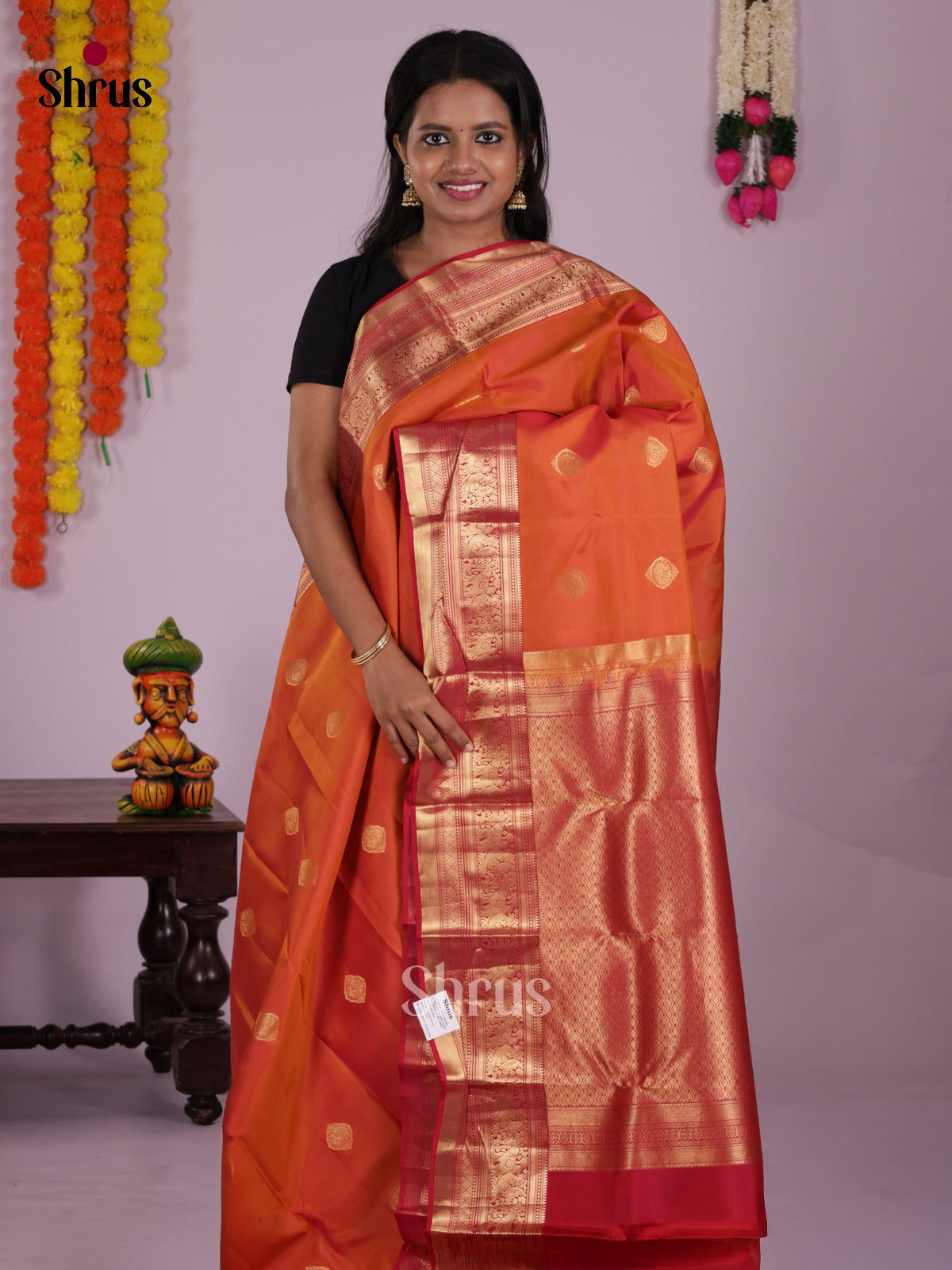 DIS16546 - Kanchipuram-halfpure Saree - Shop on Shrus.com