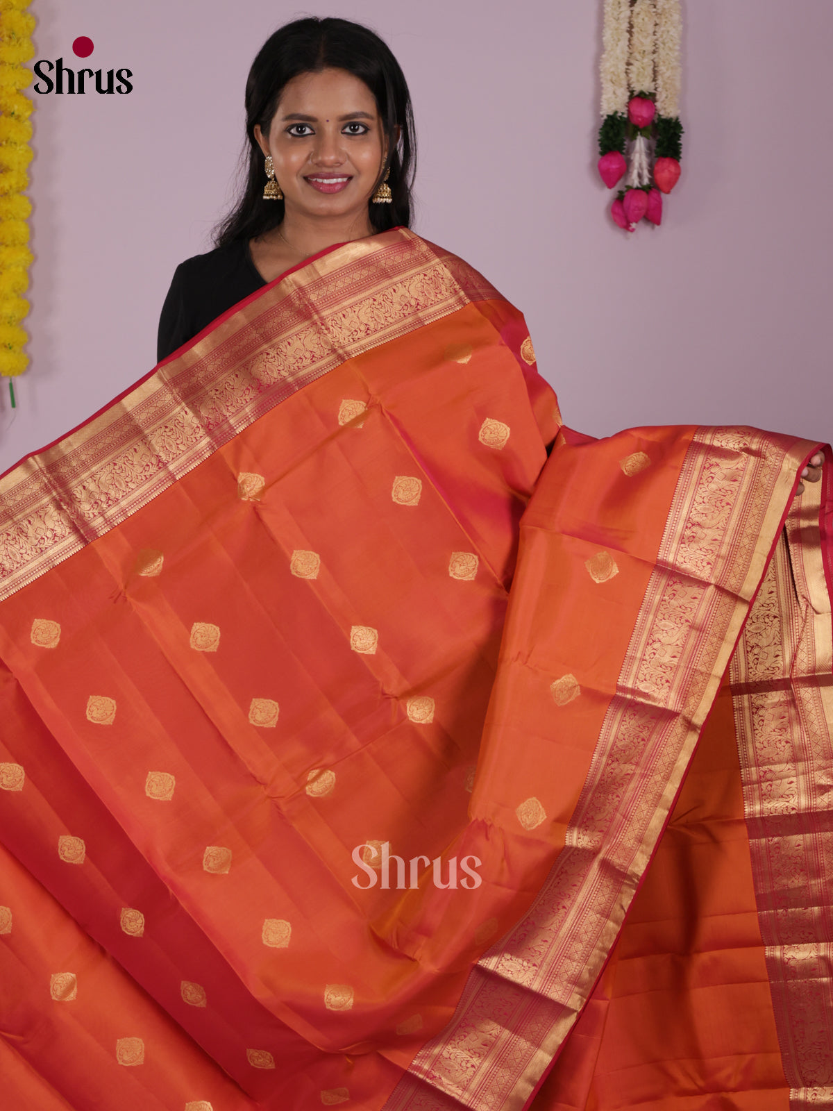 DIS16546 - Kanchipuram-halfpure Saree - Shop on Shrus.com