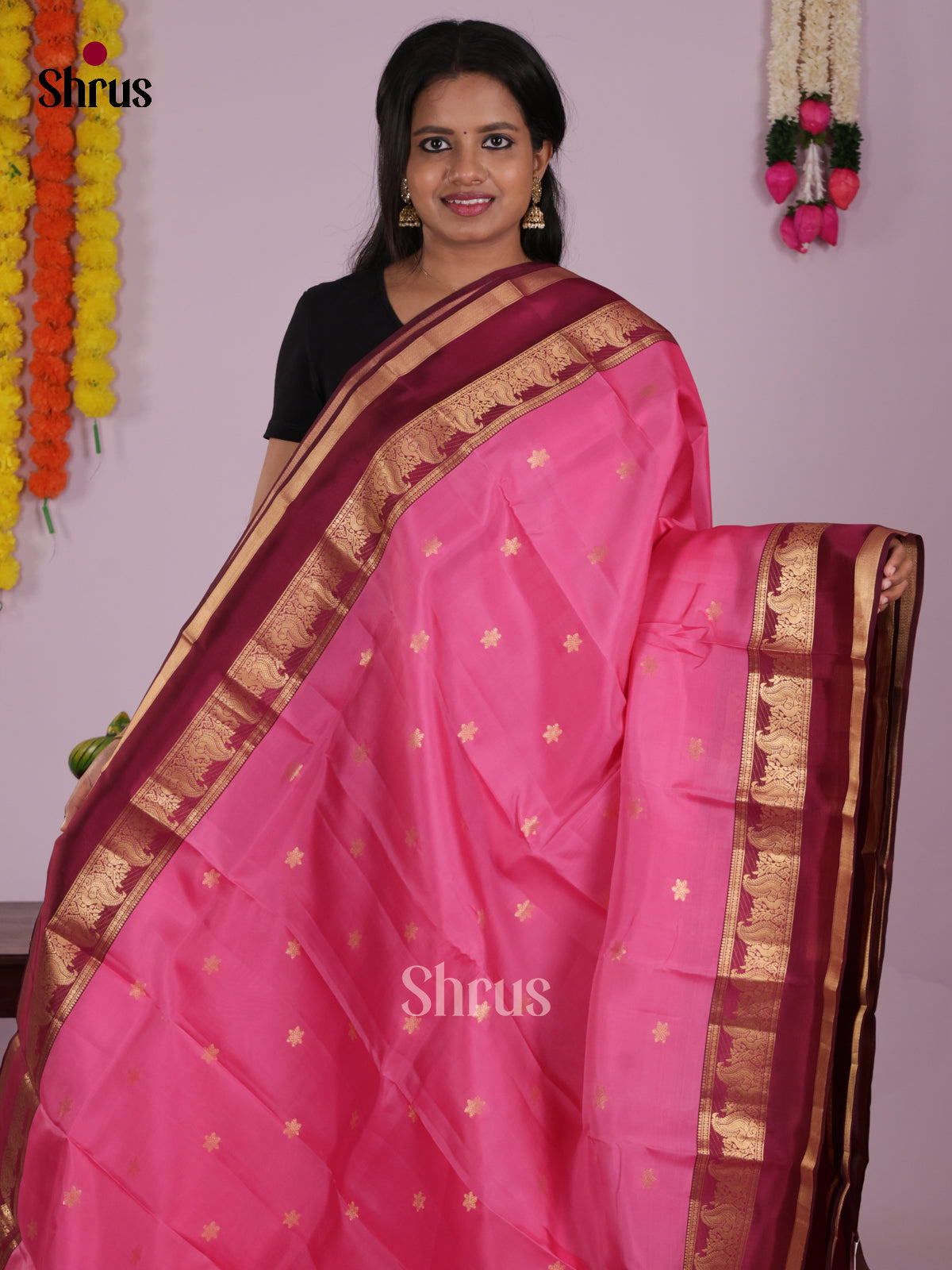 DIS16560 - Kanchipuram-halfpure Saree - Shop on Shrus.com