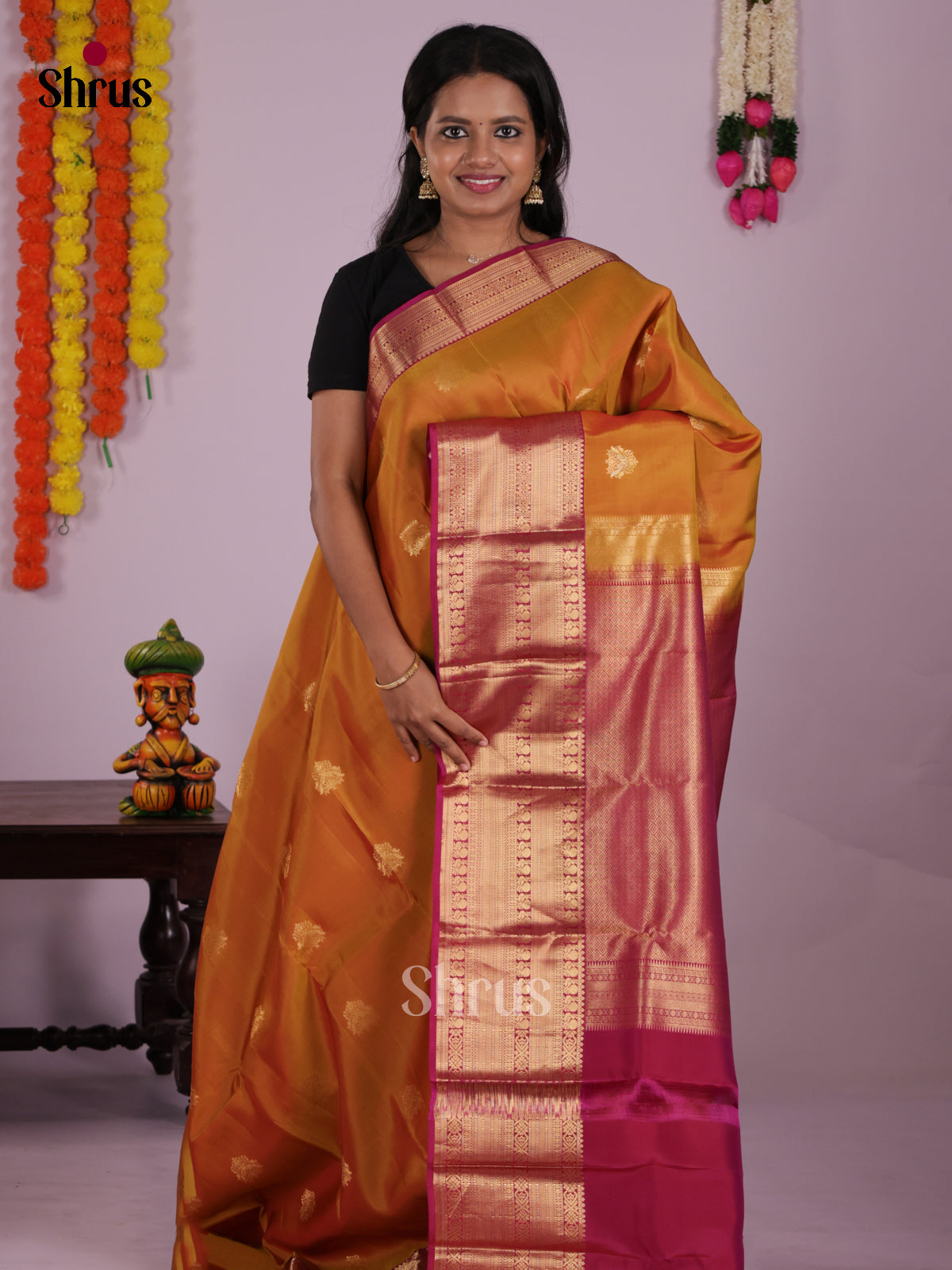DIS16566 - Kanchipuram-halfpure Saree - Shop on Shrus.com