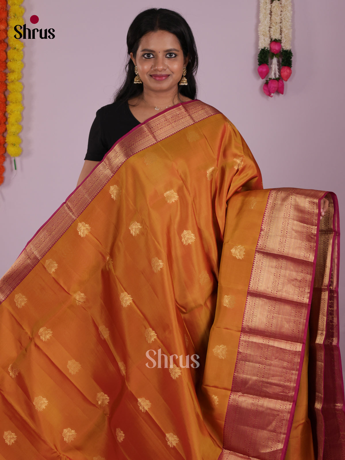 DIS16566 - Kanchipuram-halfpure Saree - Shop on Shrus.com