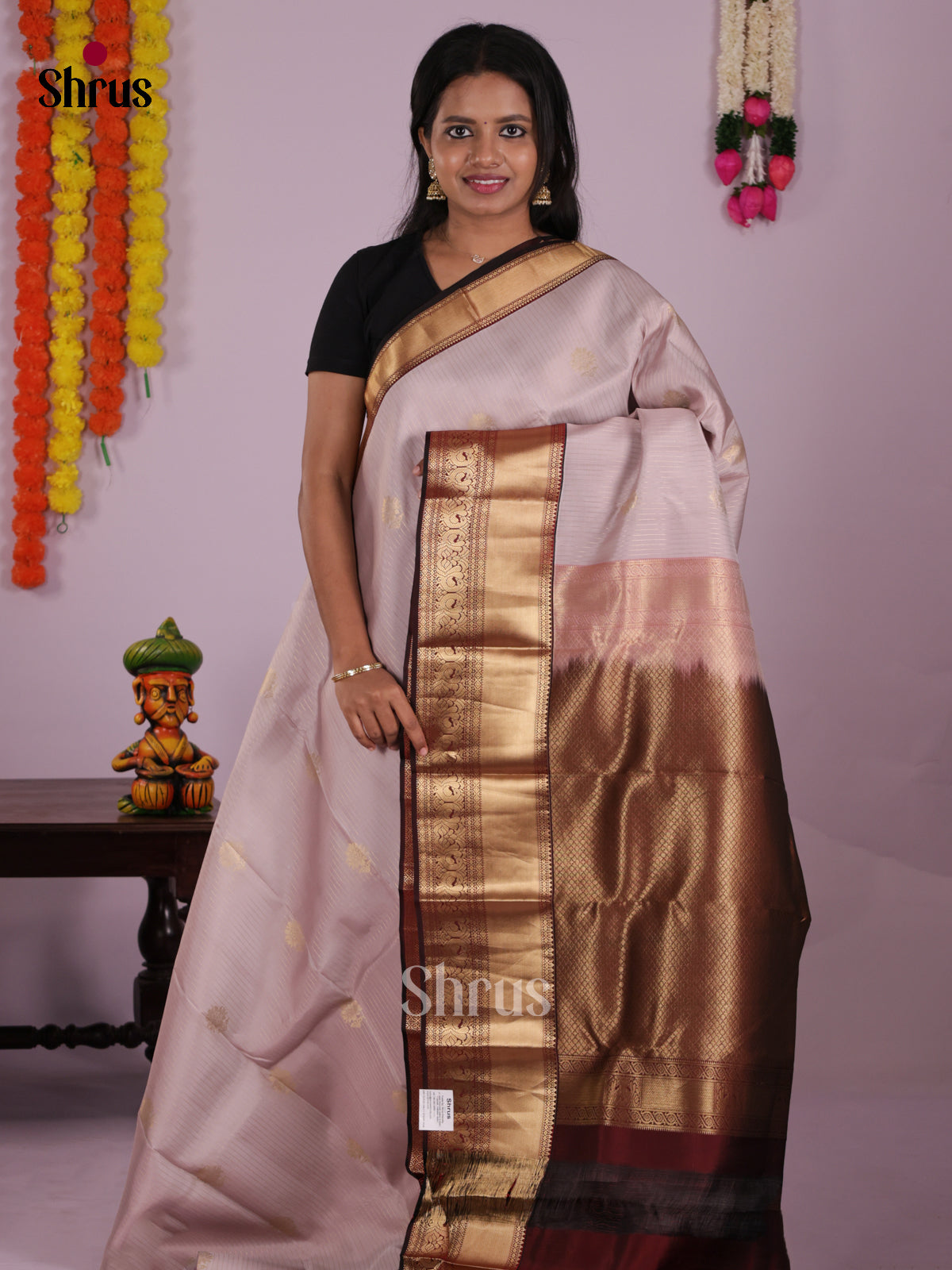 DIS16583 - Kanchipuram-halfpure Saree - Shop on Shrus.com