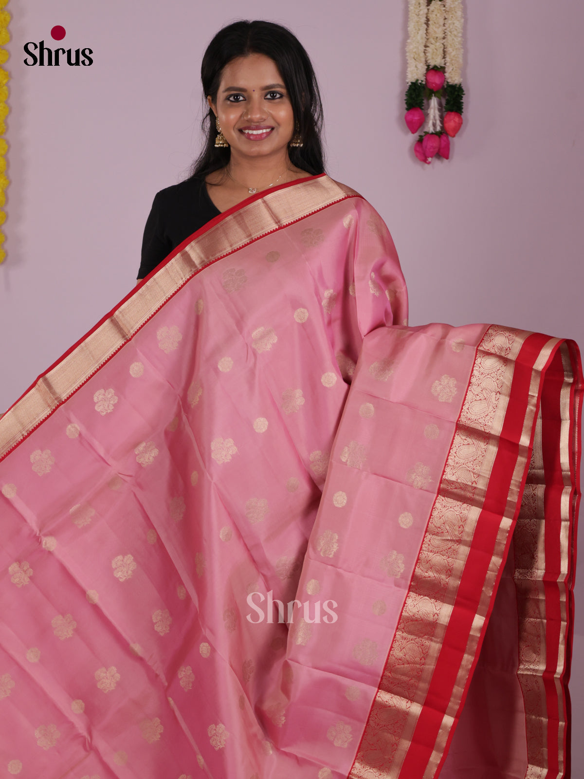 DIS16585 - Kanchipuram-halfpure Saree - Shop on Shrus.com