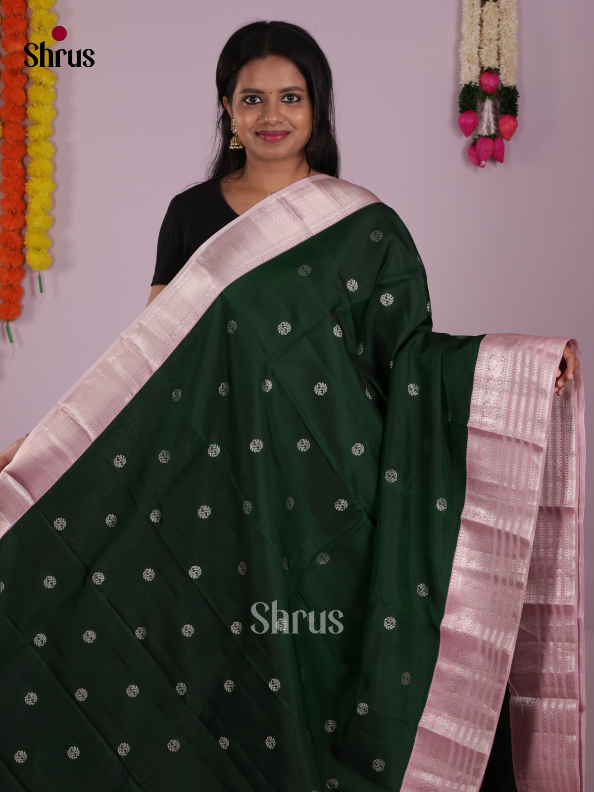 DIS16599 - Kanchipuram-halfpure Saree - Shop on Shrus.com