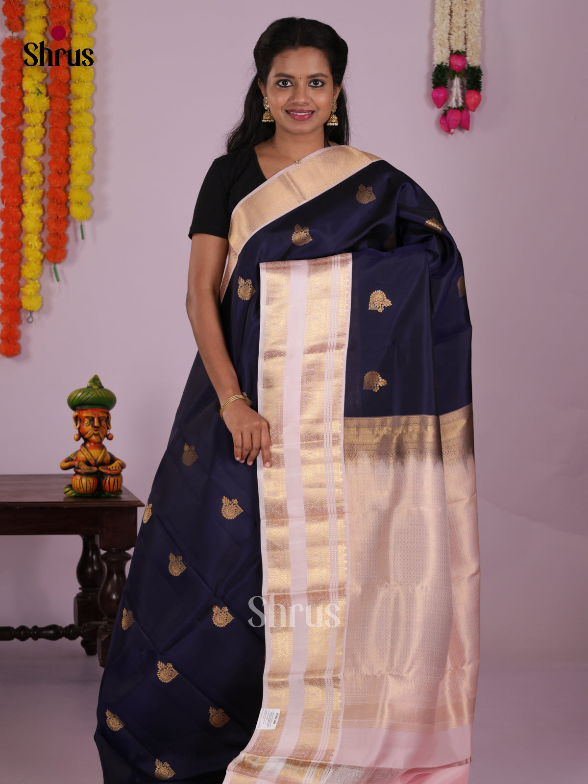 DIS16609 - Kanchipuram-halfpure Saree - Shop on Shrus.com