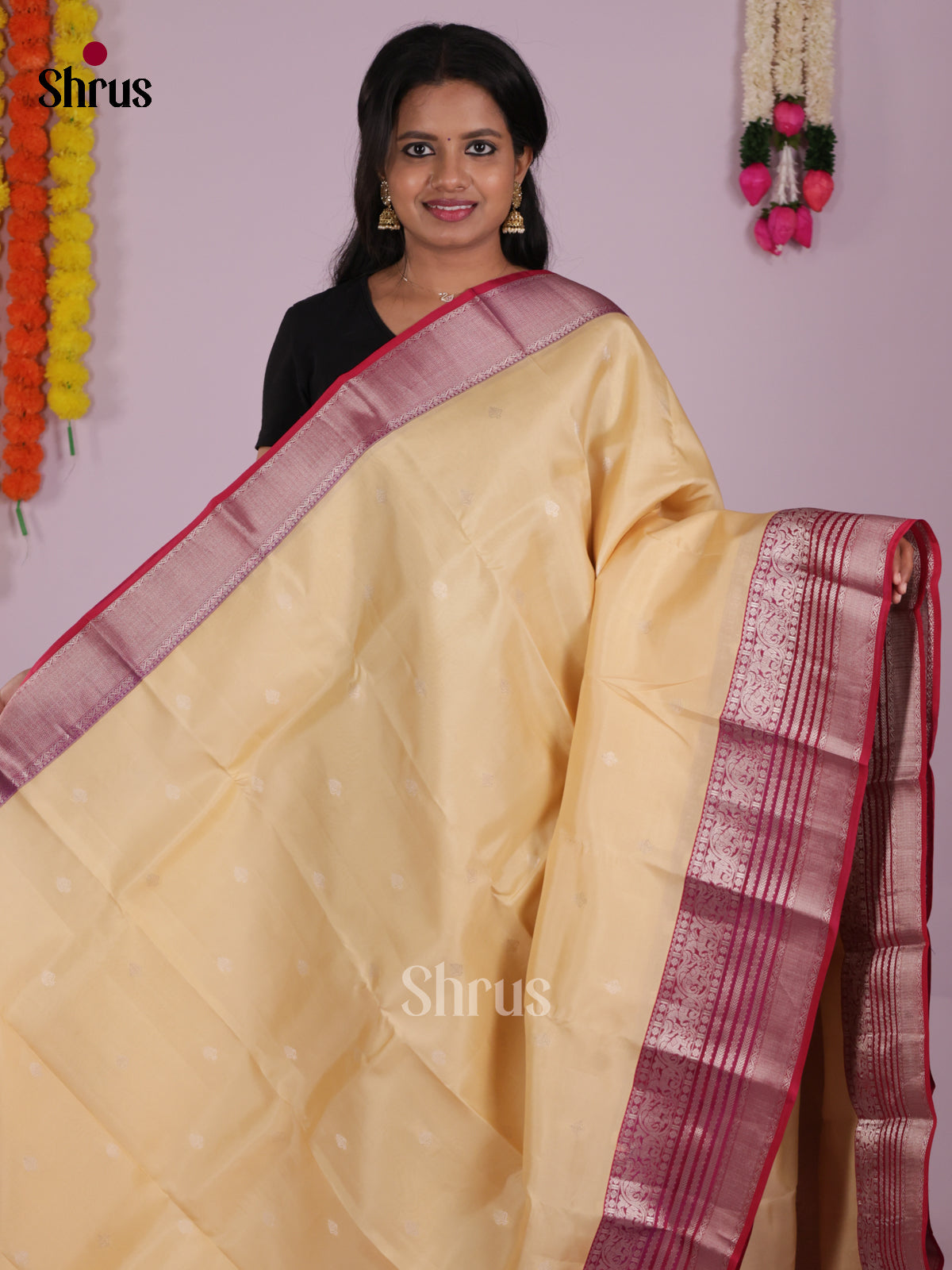 DIS16617 - Kanchipuram-halfpure Saree - Shop on Shrus.com