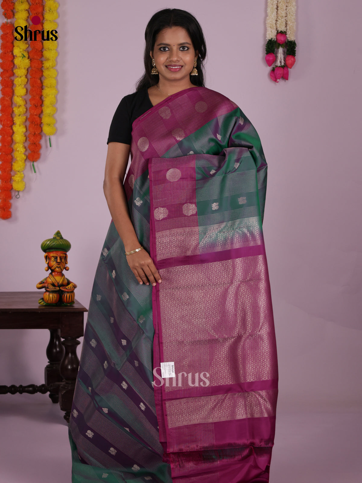 DIS16628 - Kanchipuram-halfpure Saree - Shop on Shrus.com
