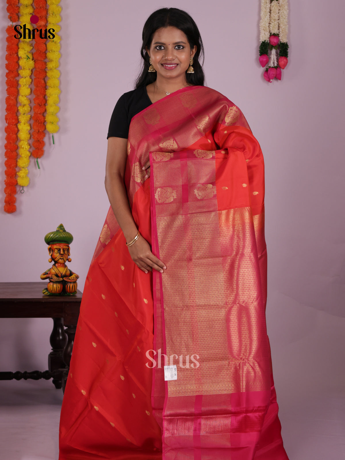 DIS16629 - Kanchipuram-halfpure Saree - Shop on Shrus.com