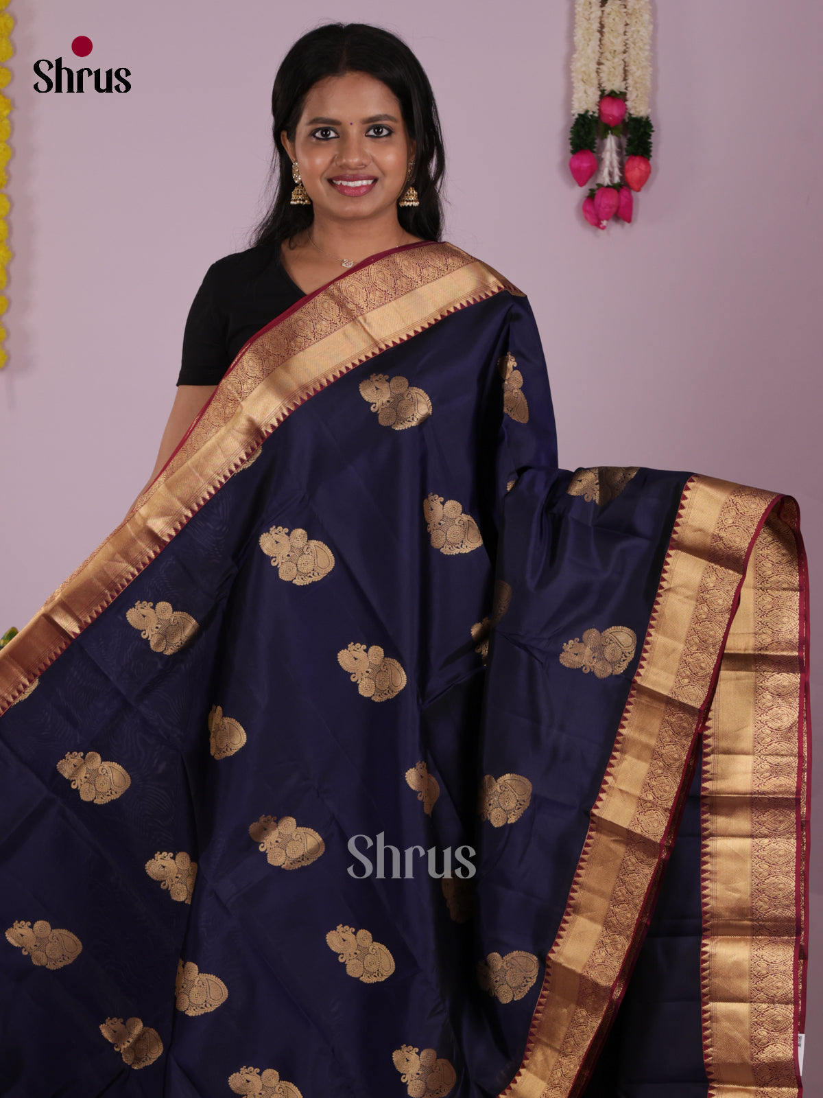 DIS16631 - Kanchipuram-halfpure Saree - Shop on Shrus.com
