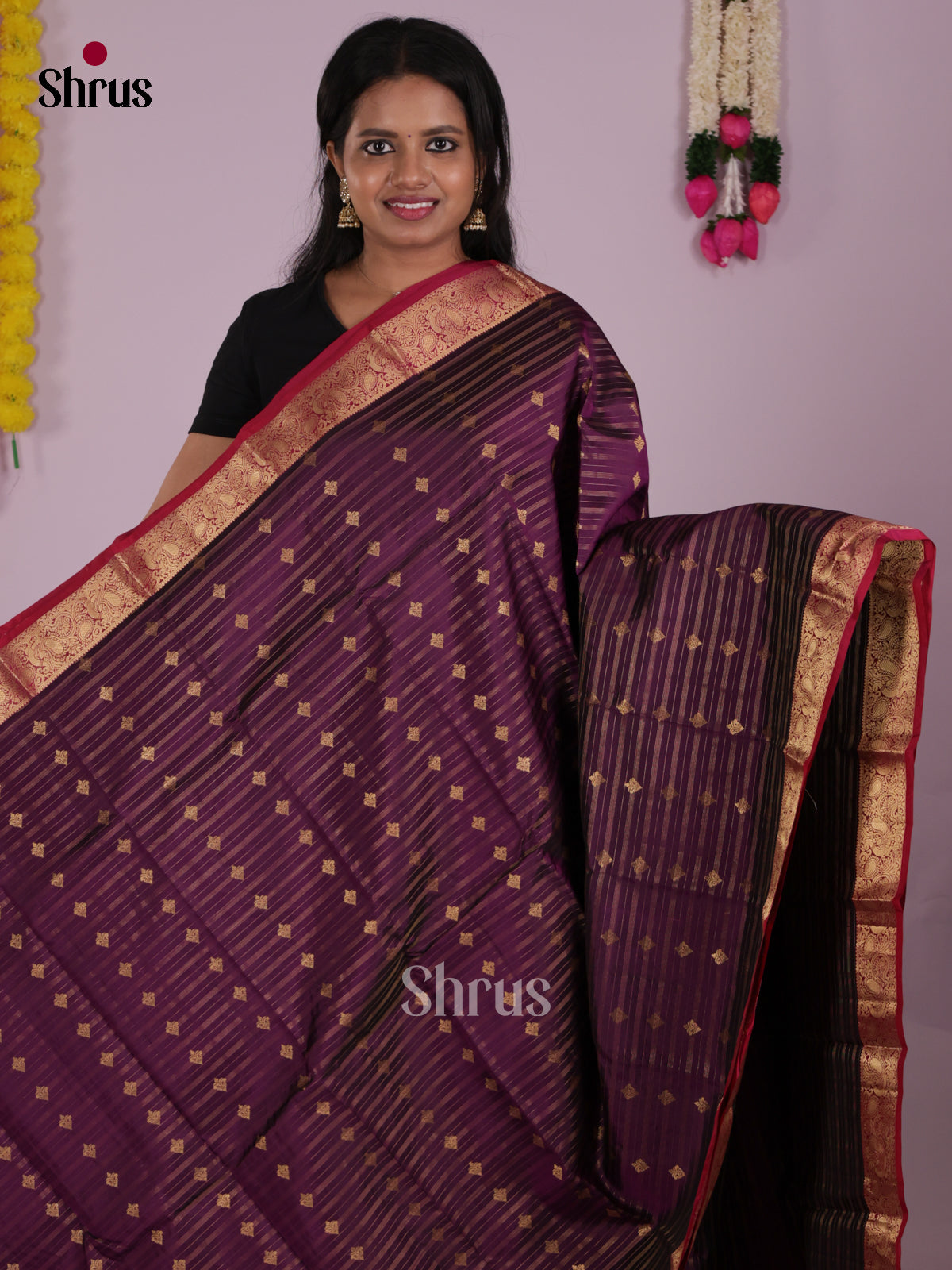 DIS16639 - Kanchipuram-halfpure Saree - Shop on Shrus.com