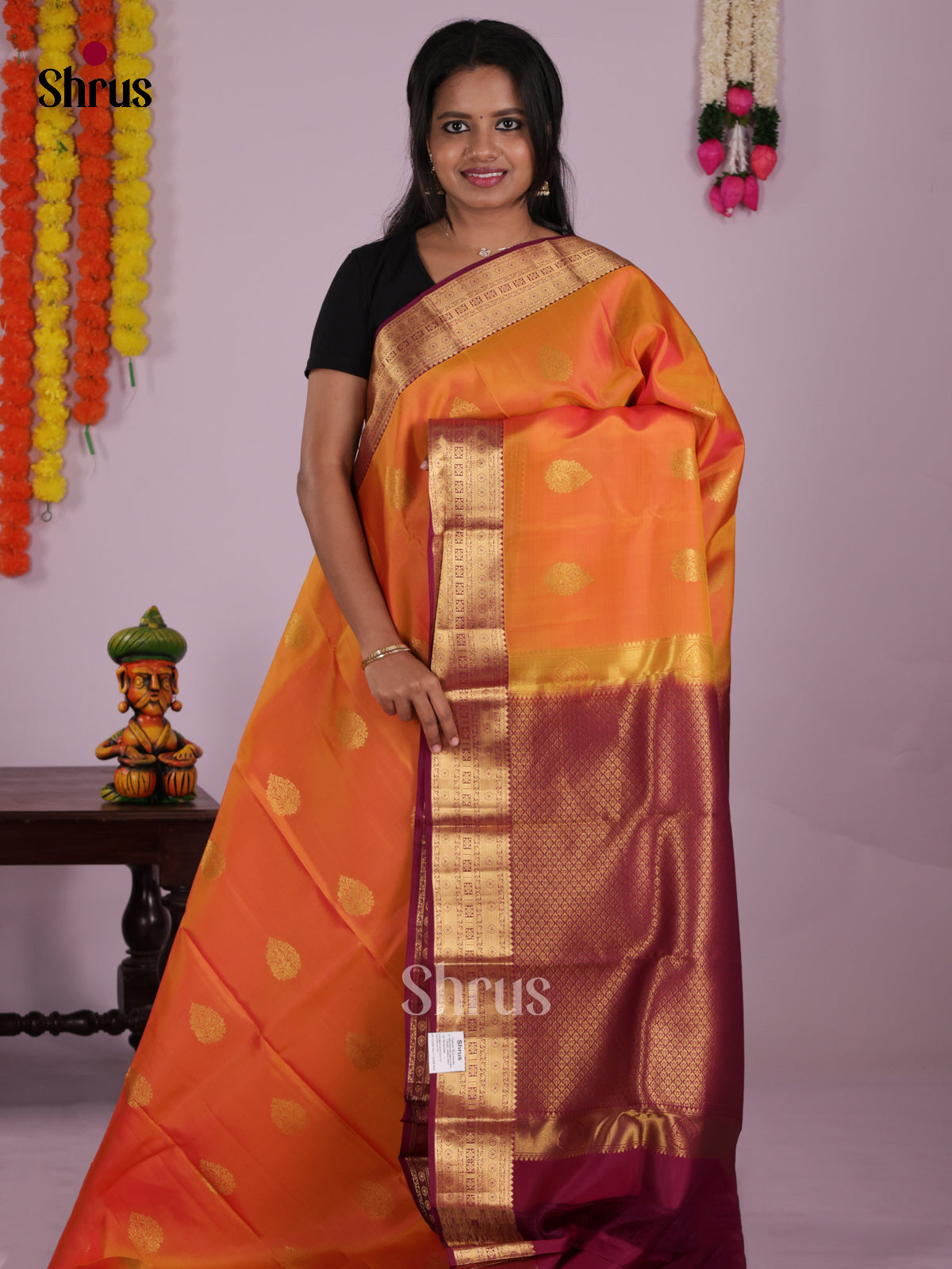 DIS16710 - Kanchipuram-halfpure Saree - Shop on Shrus.com