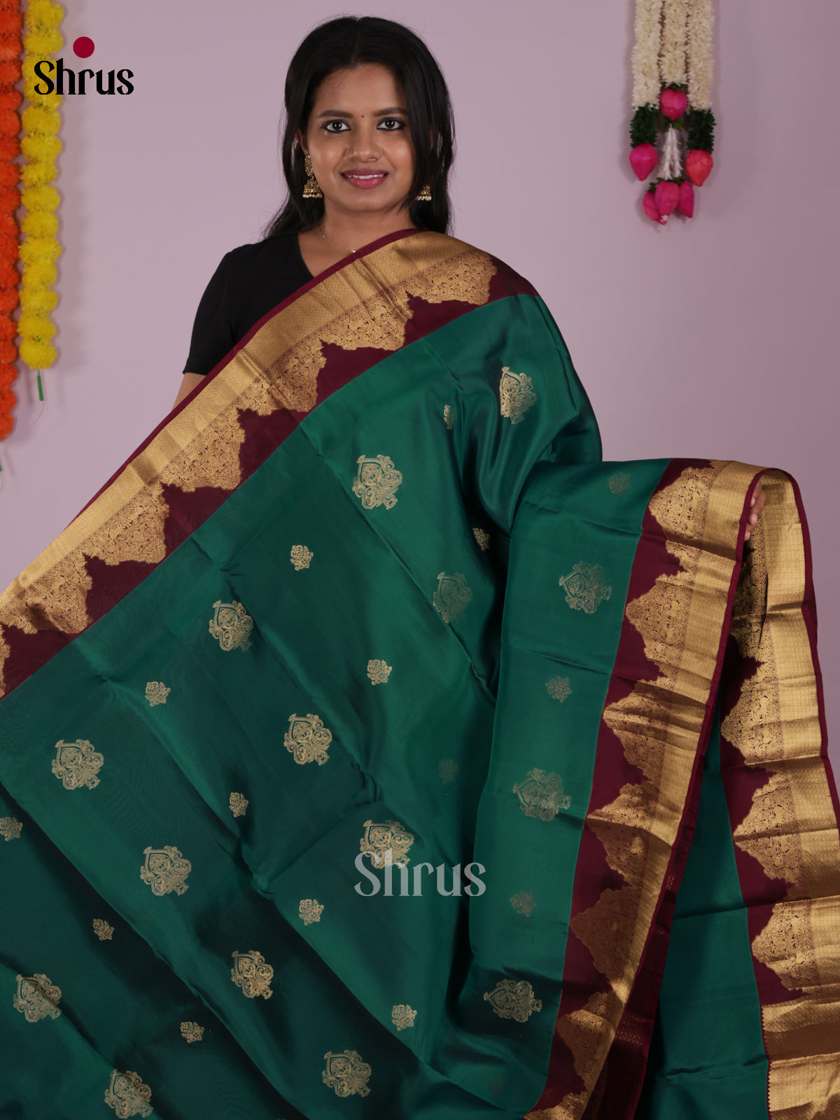 DIS16712 - Kanchipuram-halfpure Saree - Shop on Shrus.com
