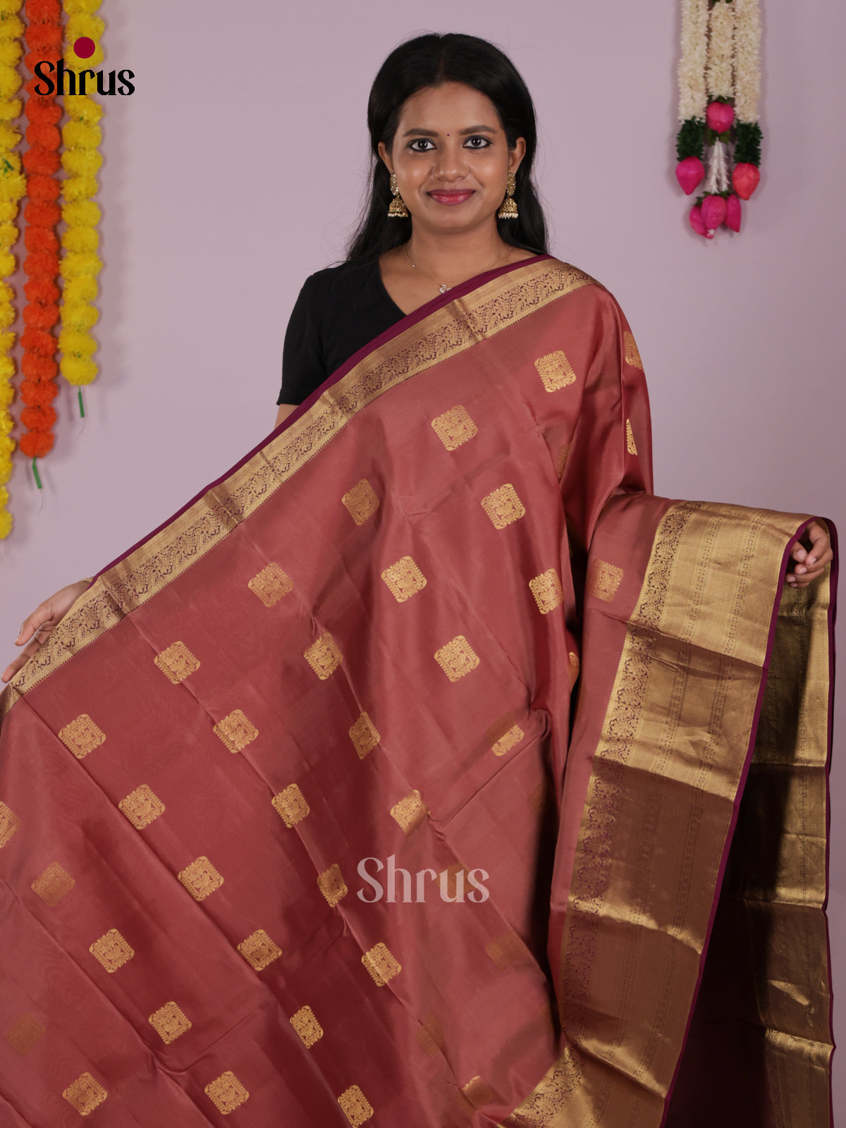 DIS16720 - Kanchipuram-halfpure Saree - Shop on Shrus.com
