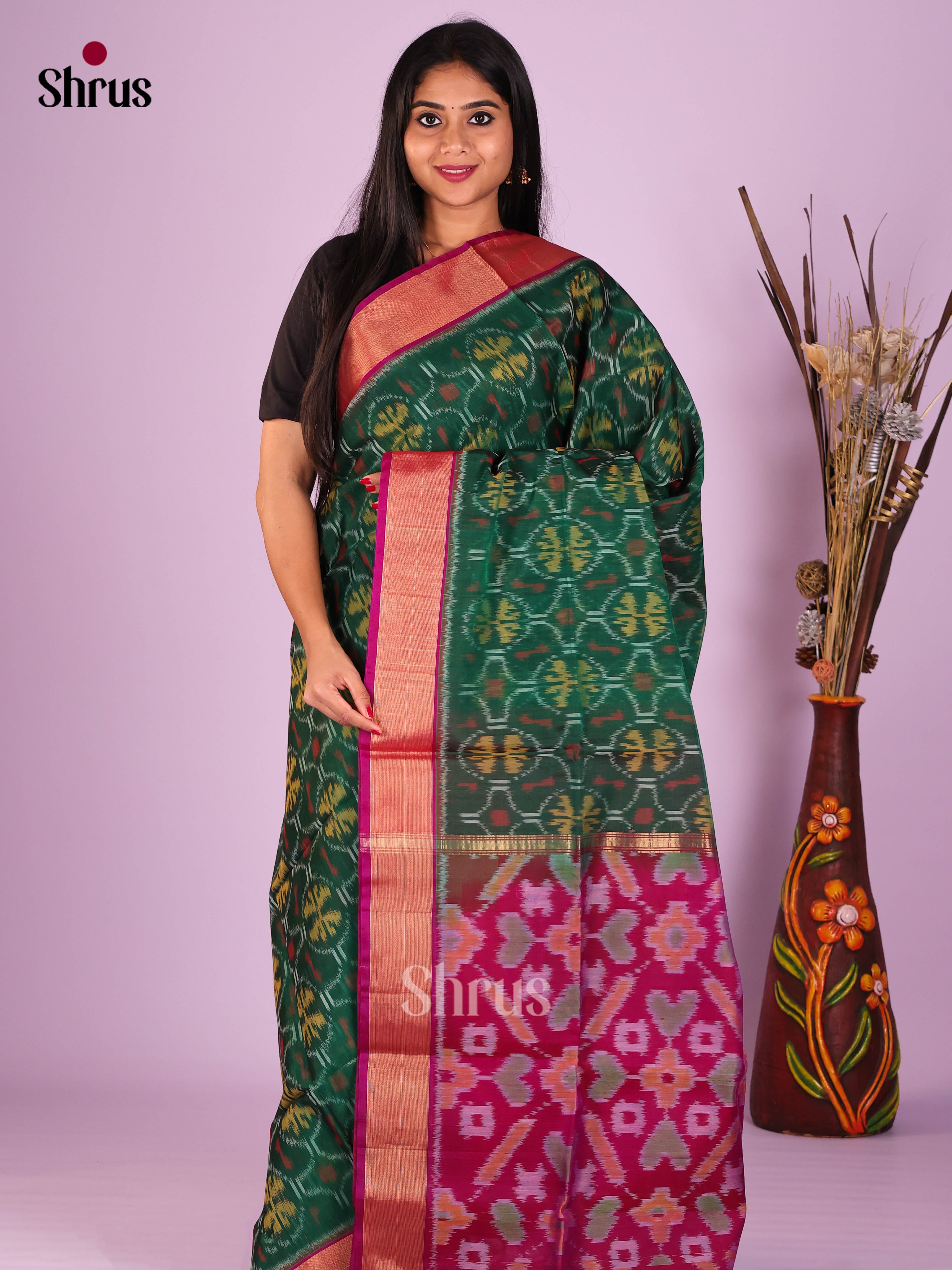 Green & Purple- Pochampally sico Saree - Shop on Shrus.com