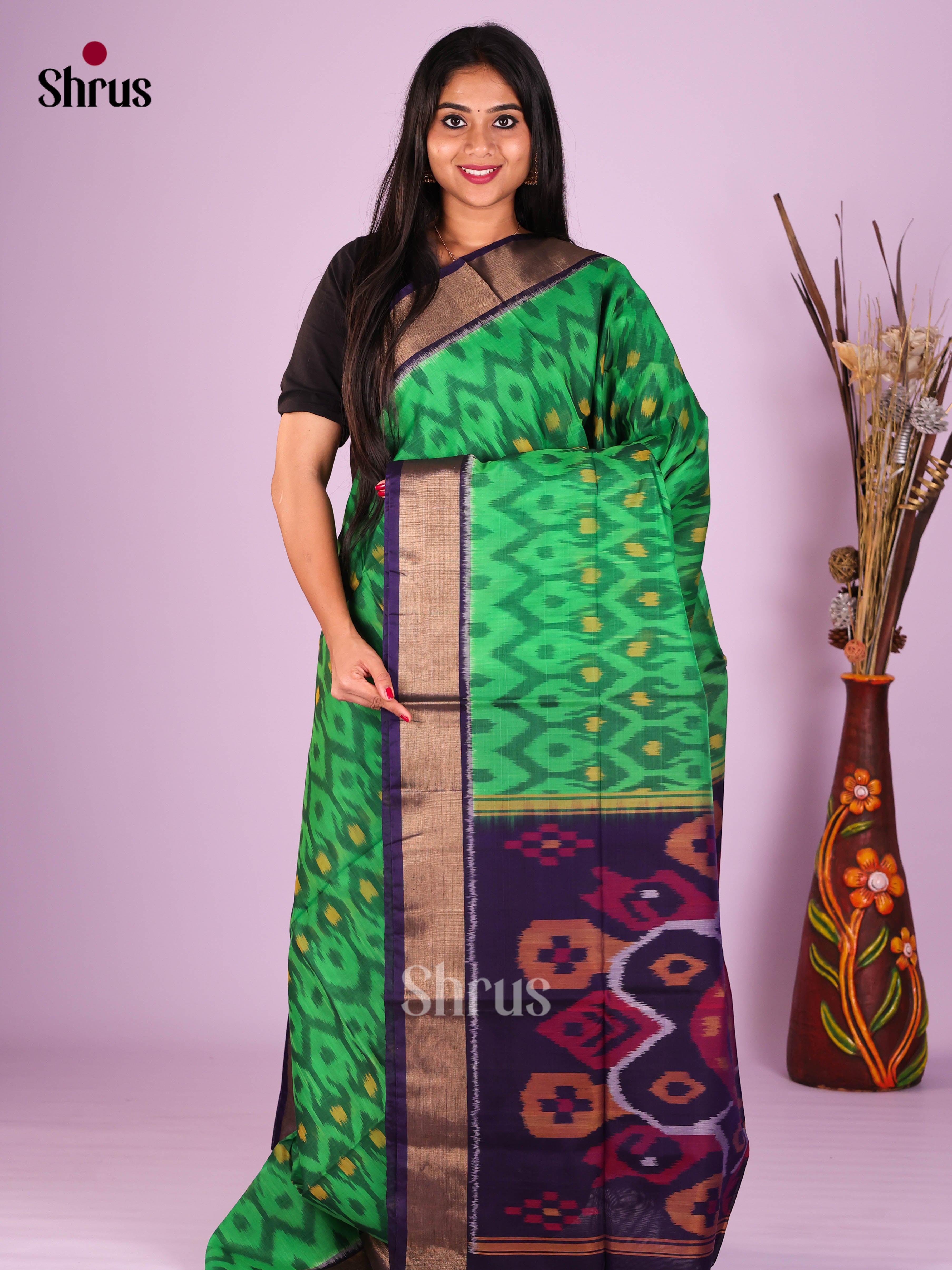 Green & Blue - Pochampally sico Saree