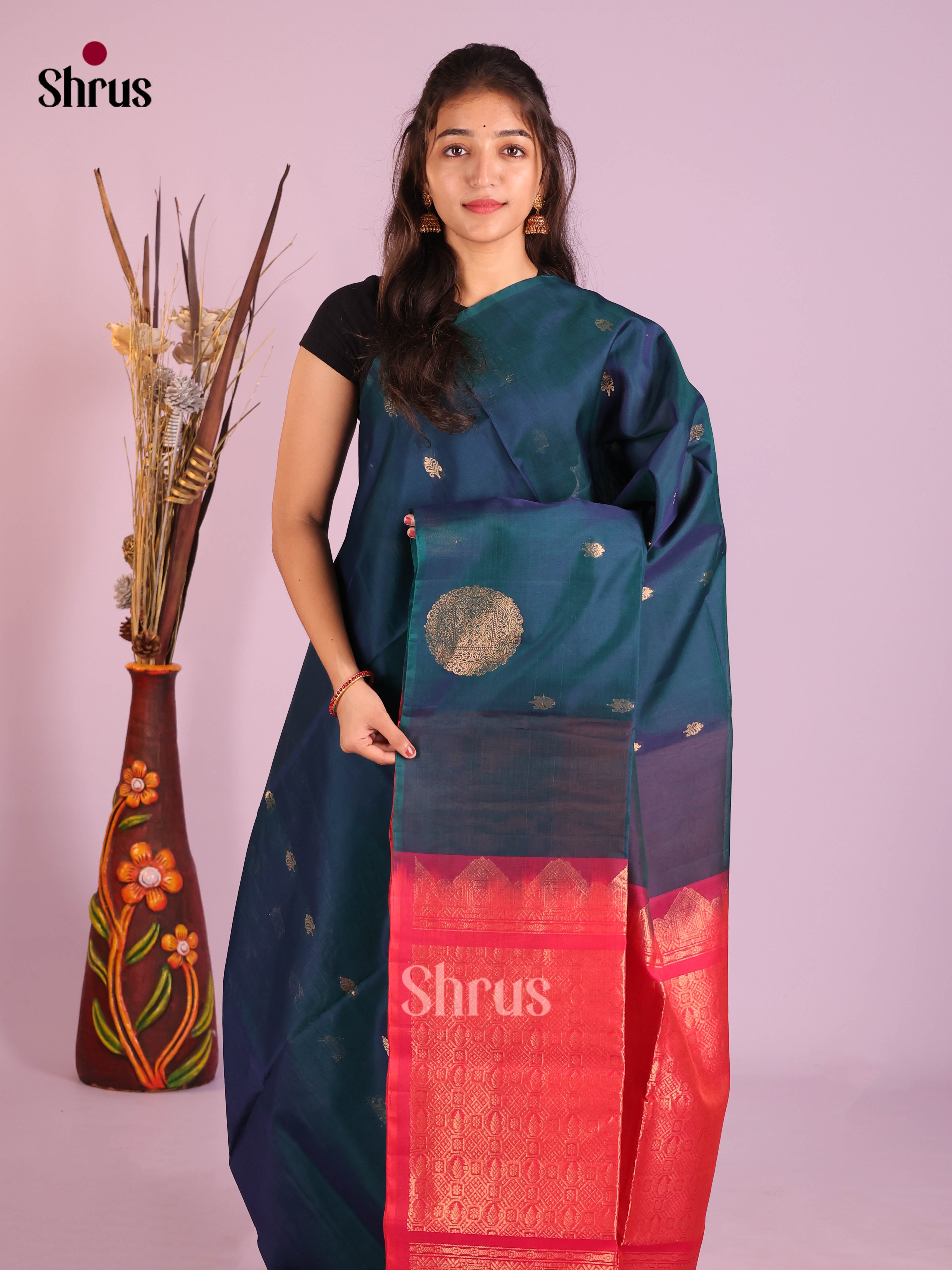 Peacock Blue-Timeless Silk Cotton Saree