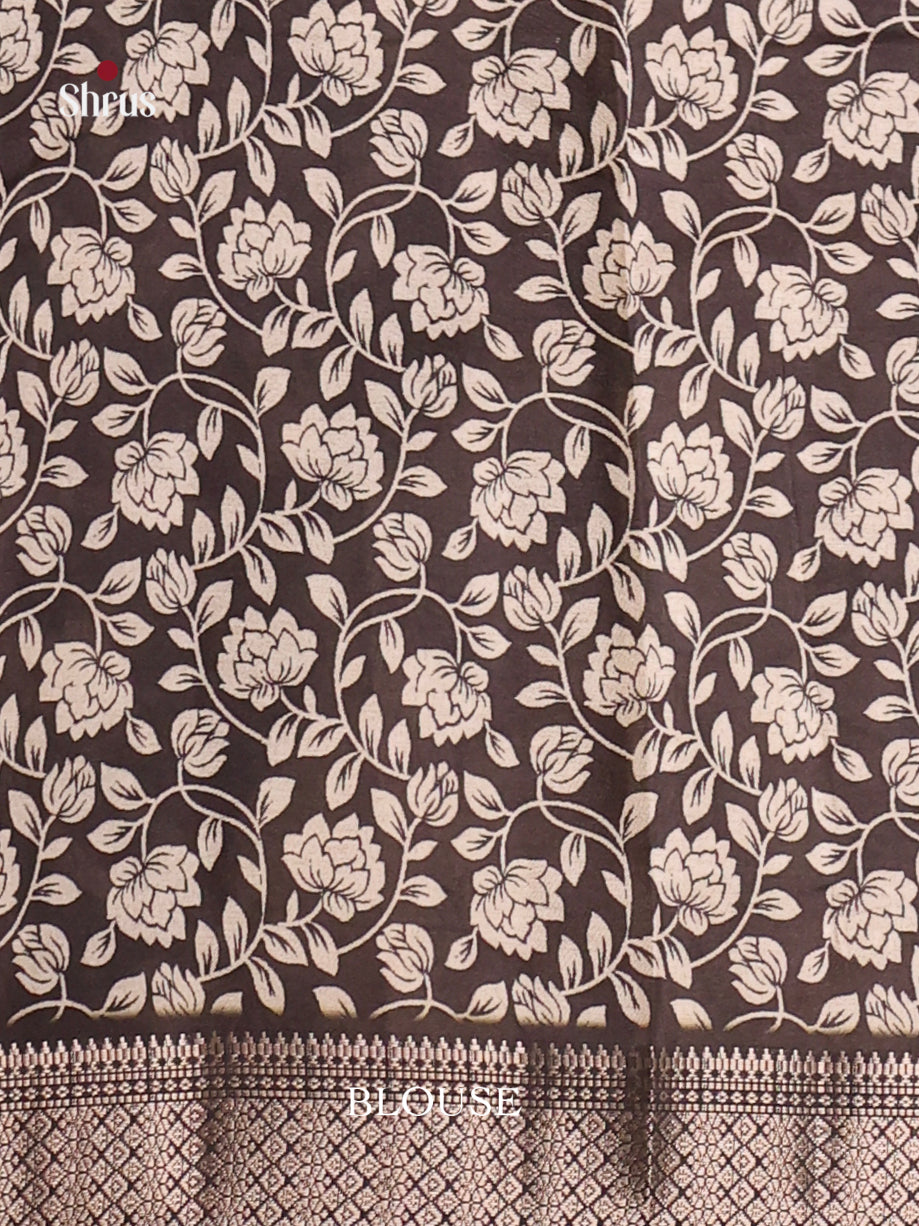 Cream & Black- Semi Tussar Saree