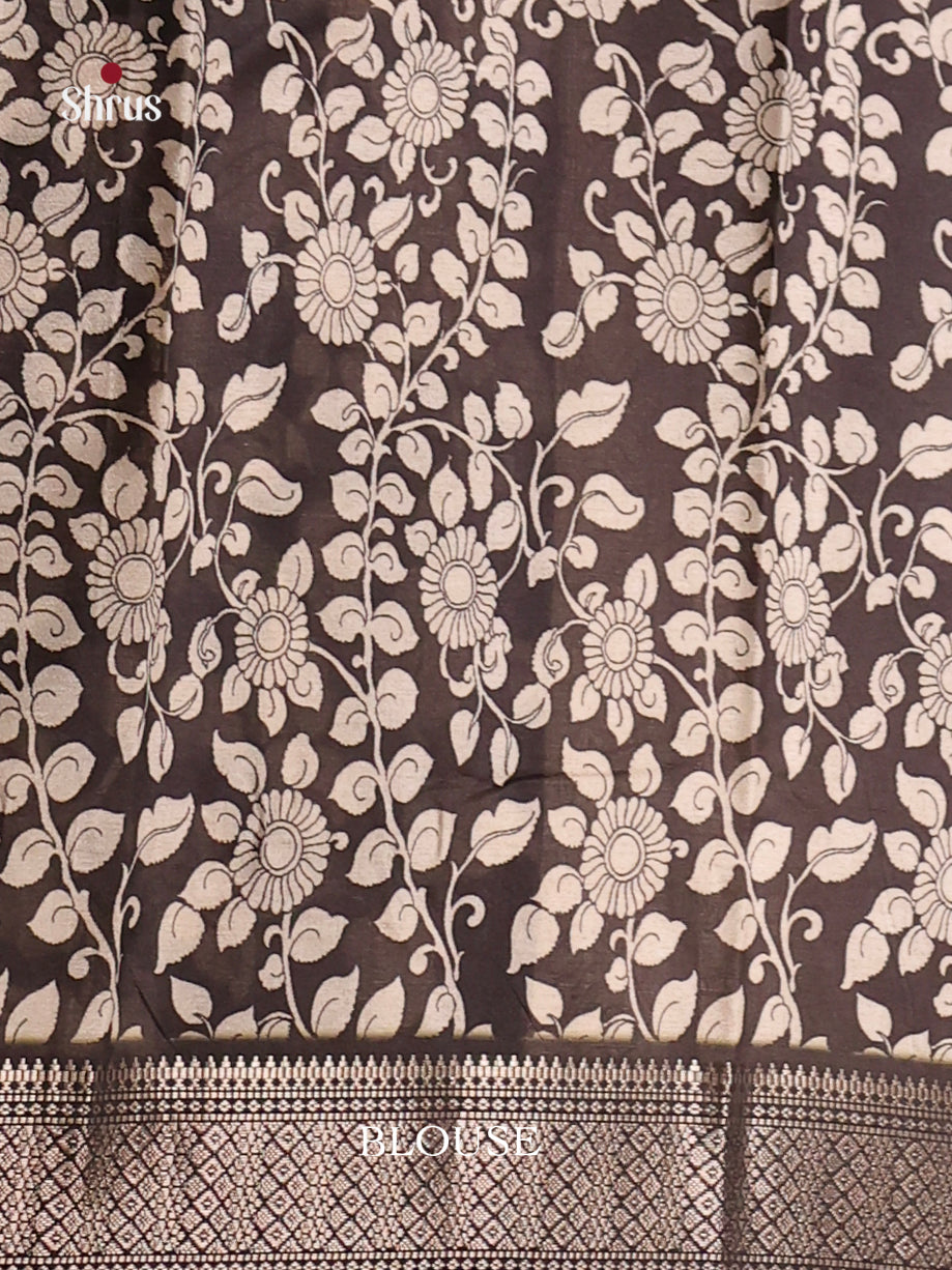 Cream & Black - Semi Tussar Saree