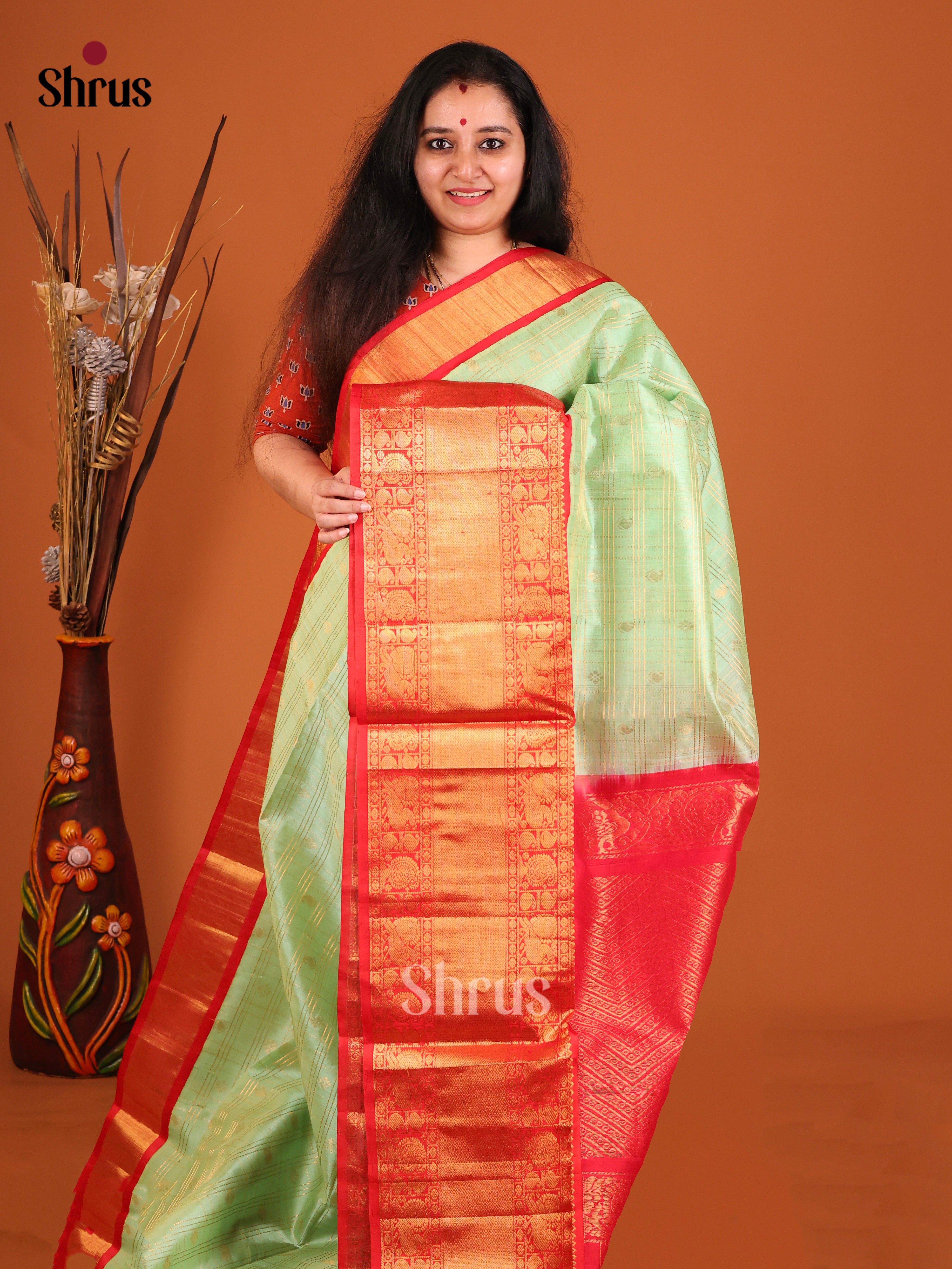 DIS17167 - Korvai-Big border Saree - Shop on Shrus.com