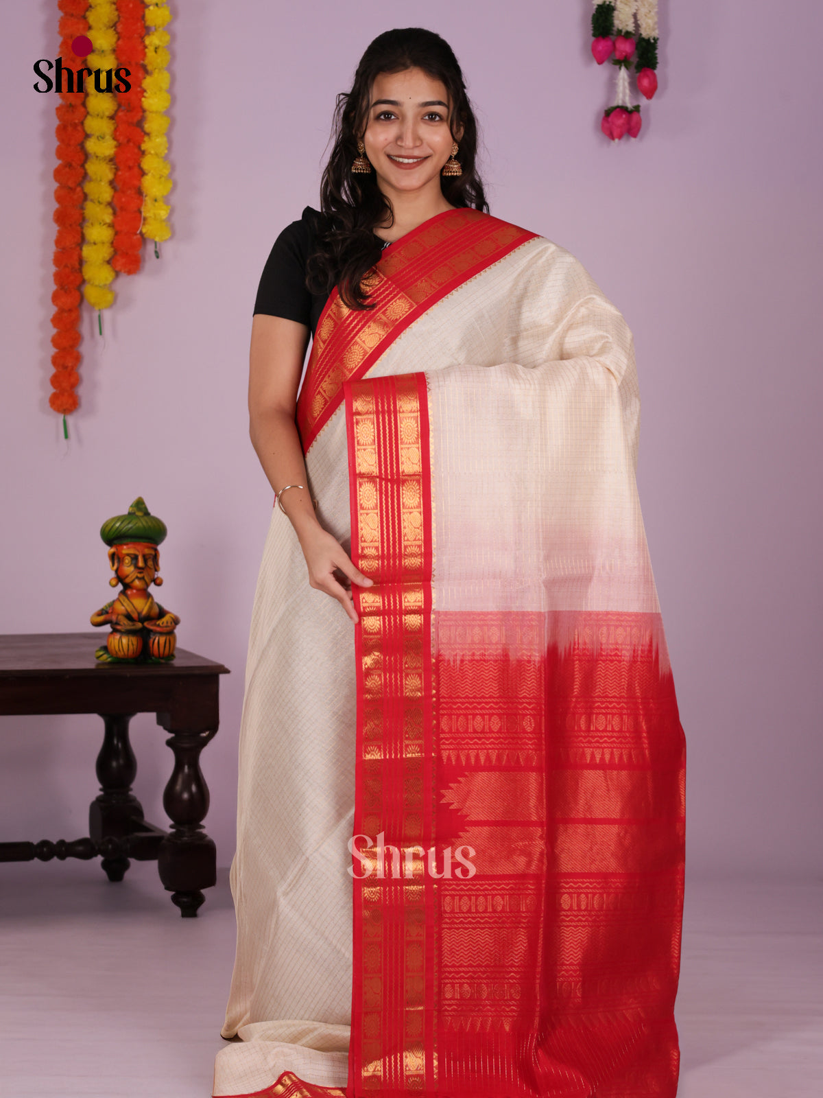 DIS17194 - Korvai-kattams Saree - Shop on Shrus.com