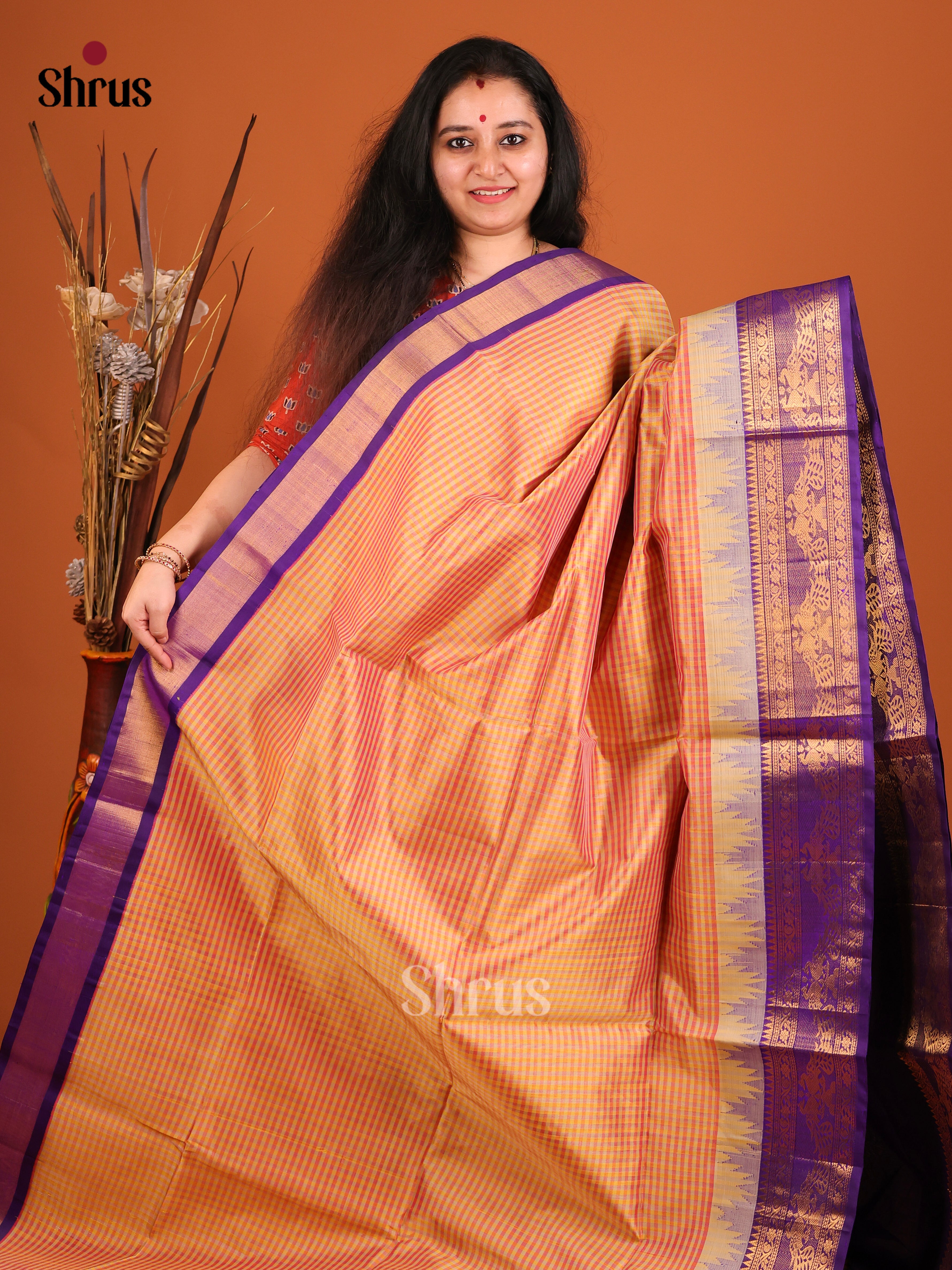DIS17233 - Korvai-kattams Saree - Shop on Shrus.com