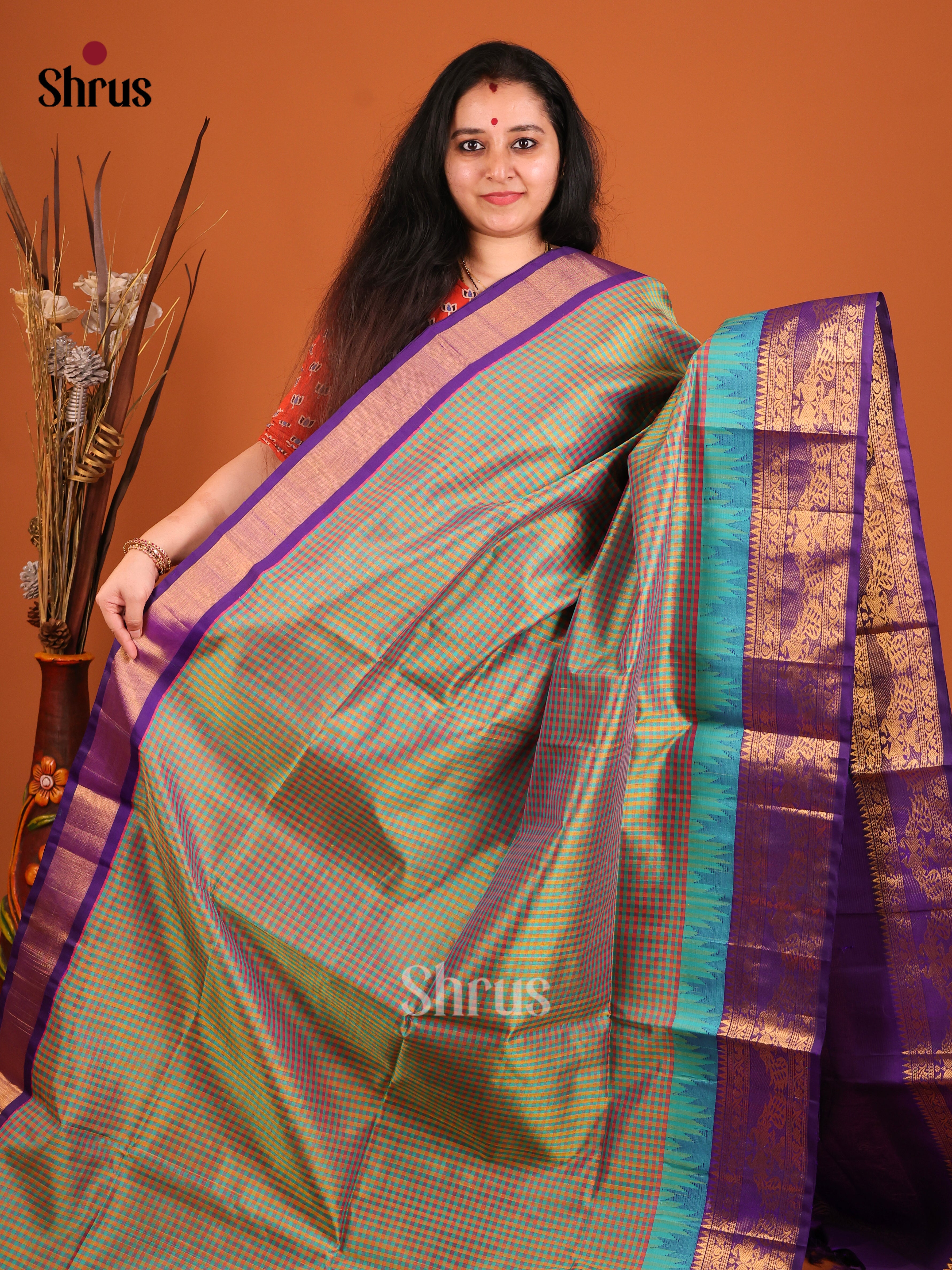 DIS17235 - Korvai-kattams Saree - Shop on Shrus.com