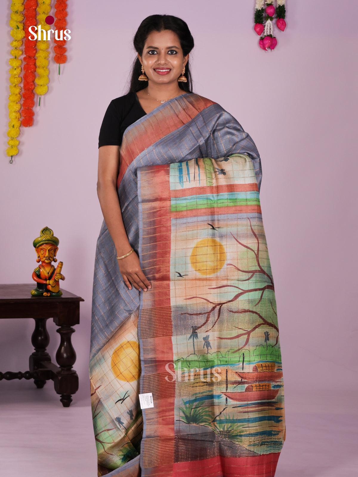 DIS17725 - Tussar Saree - Shop on Shrus.com