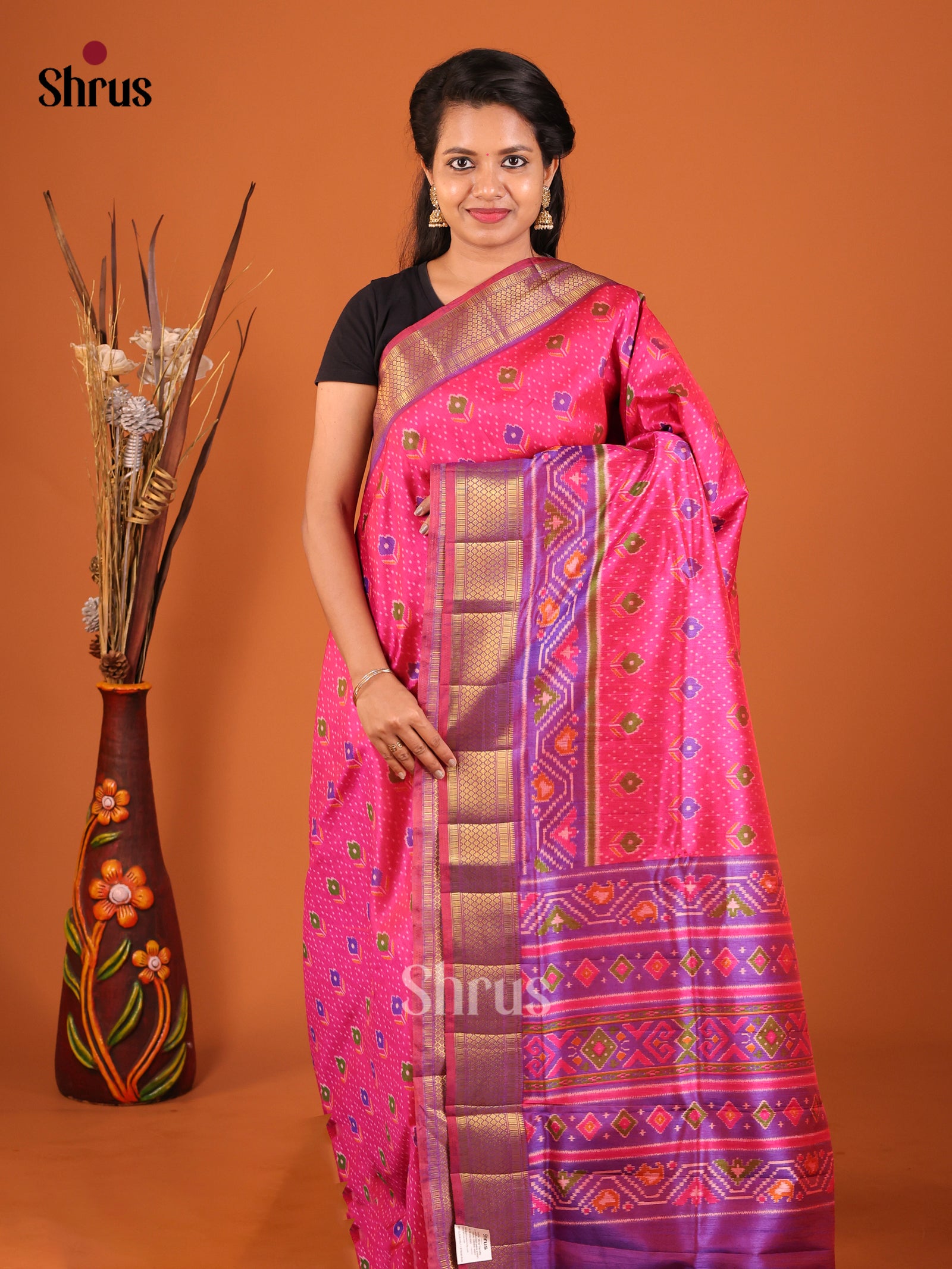Pink & Purple - Semi Patola Saree