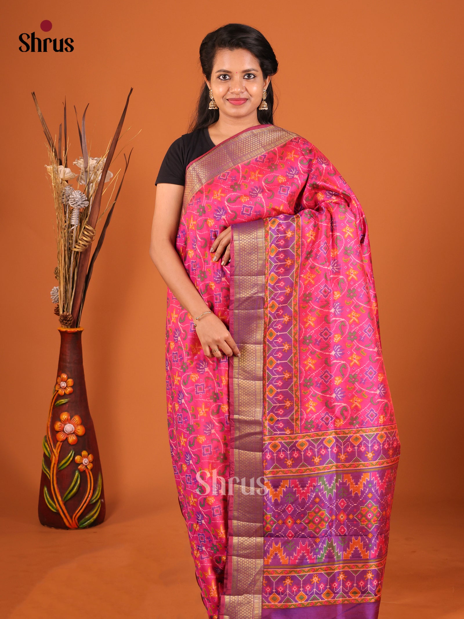 Pink & Purple - Semi Patola Saree