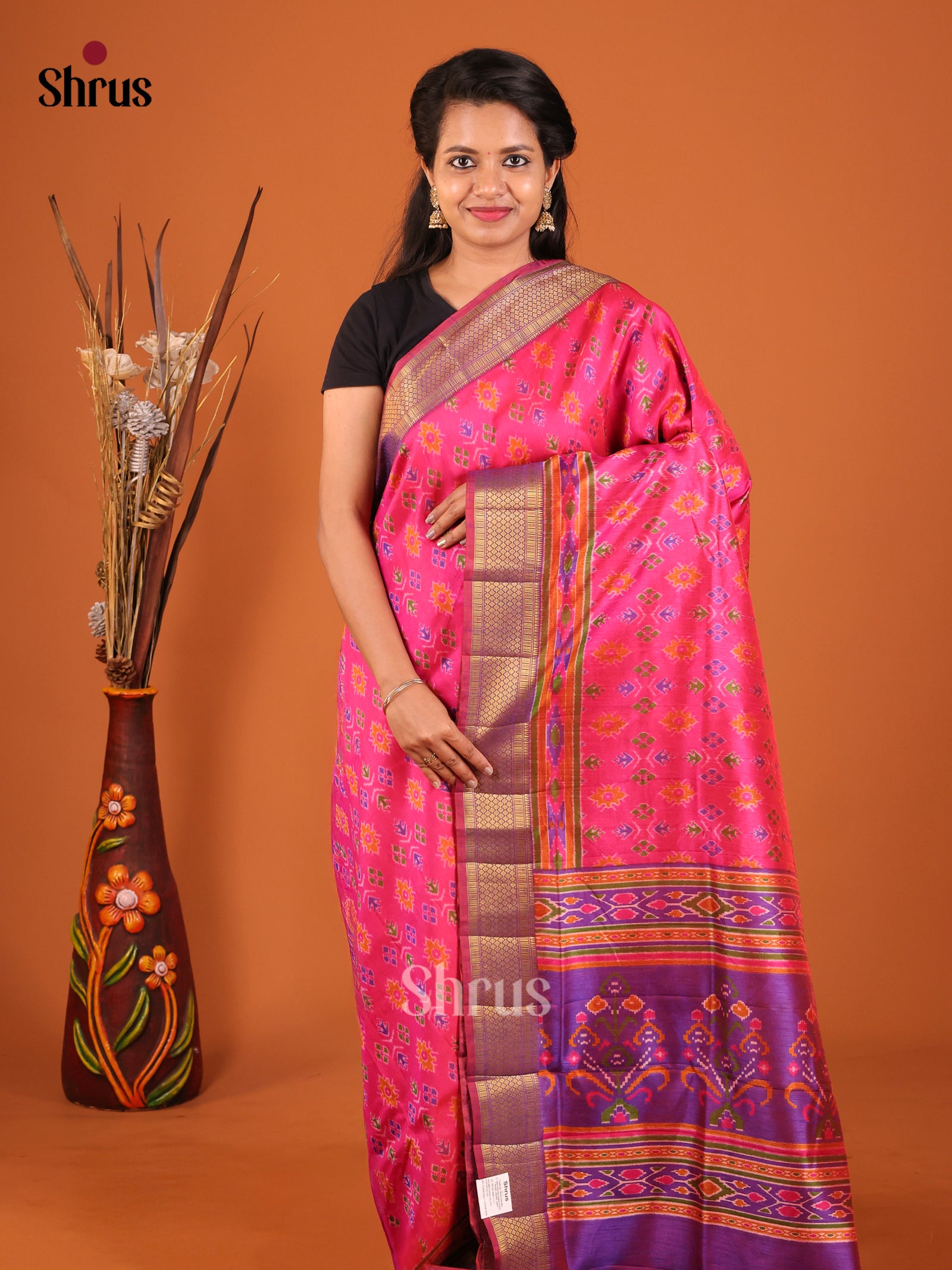 Pink & Purple - Semi Patola Saree