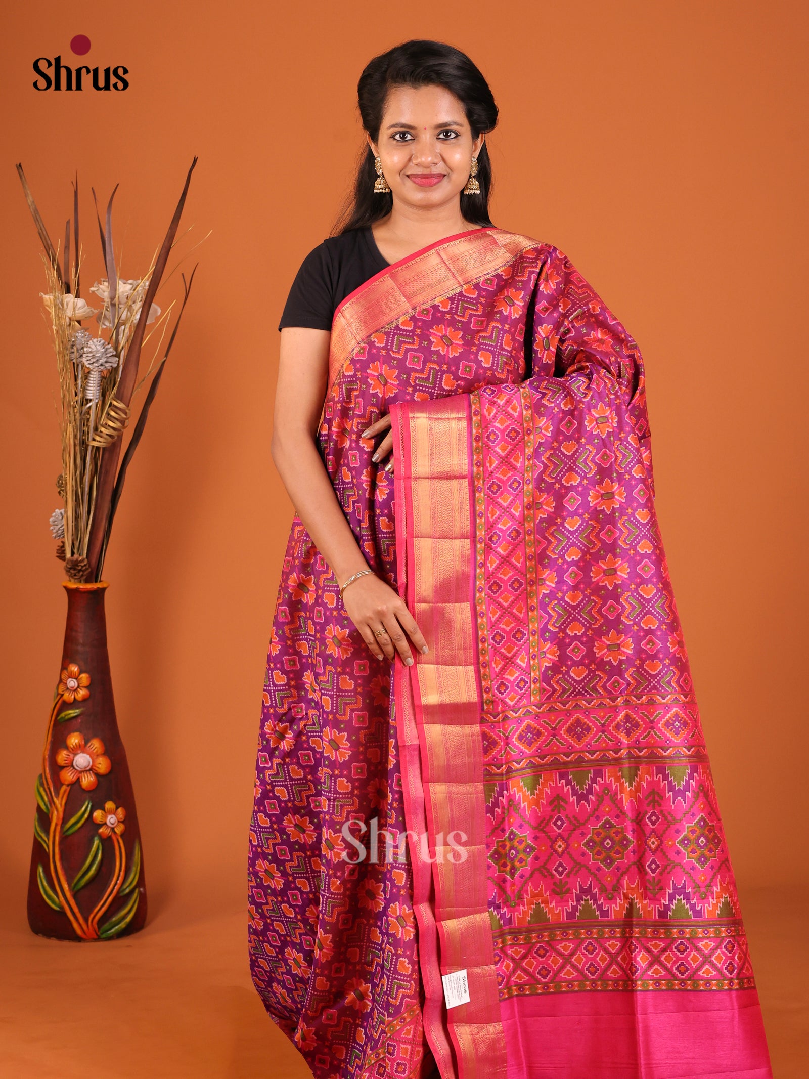 Purple & Pink - Semi Patola Saree