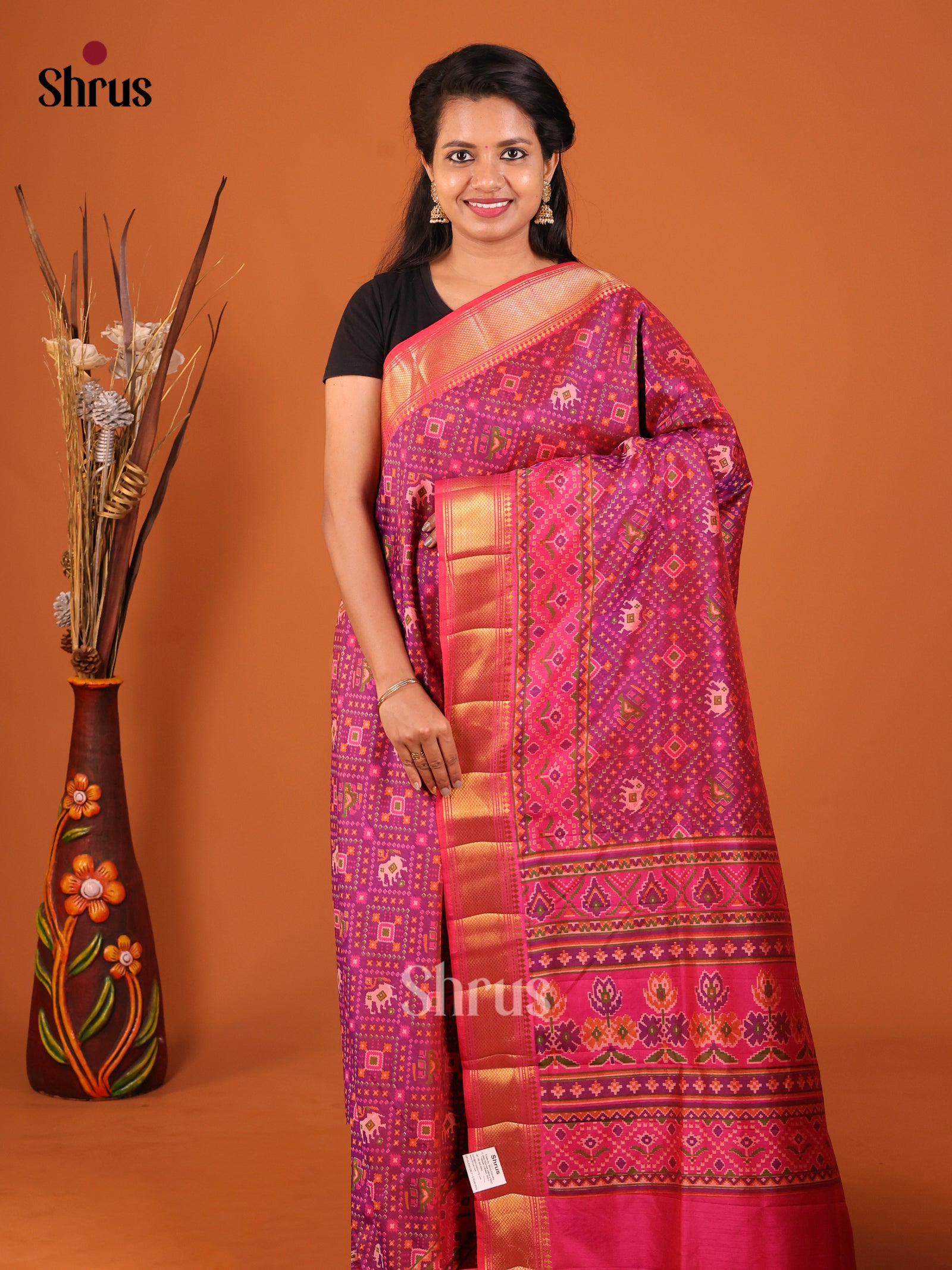 Purple & Pink - Semi Patola Saree