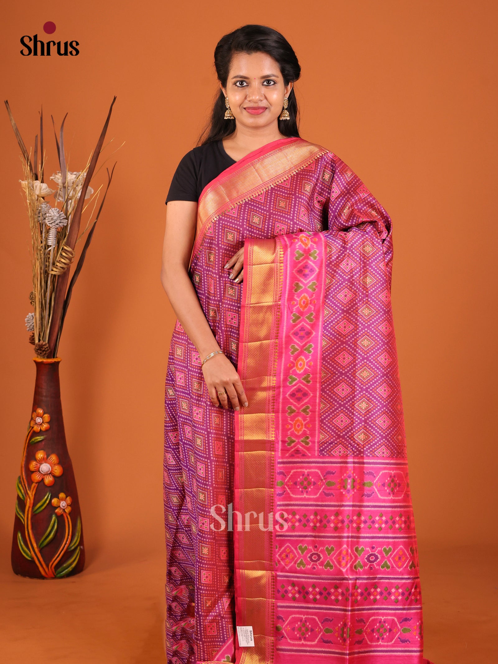 Purple & Pink - Semi Patola Saree