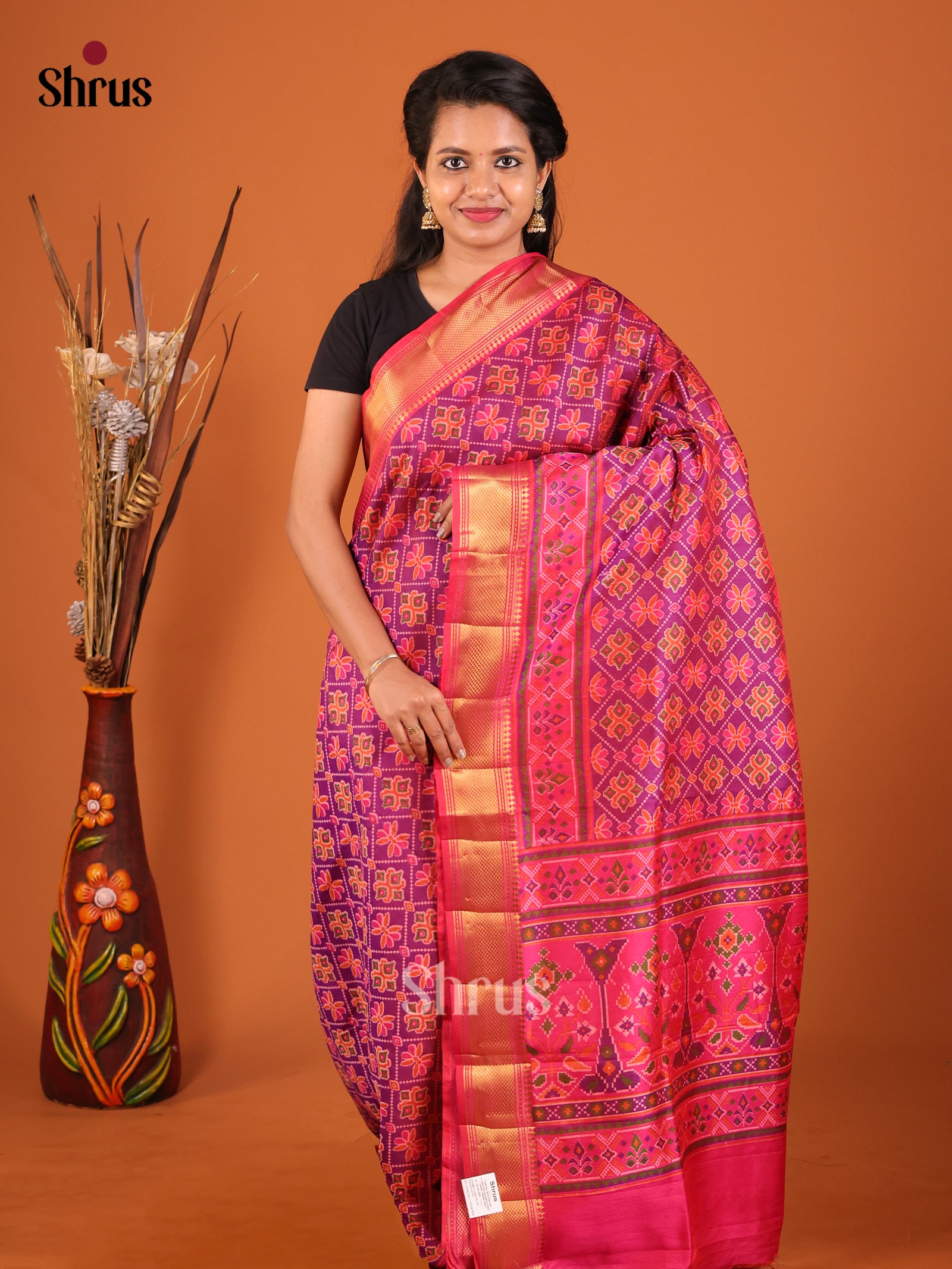 Purple & Pink - Semi Patola Saree