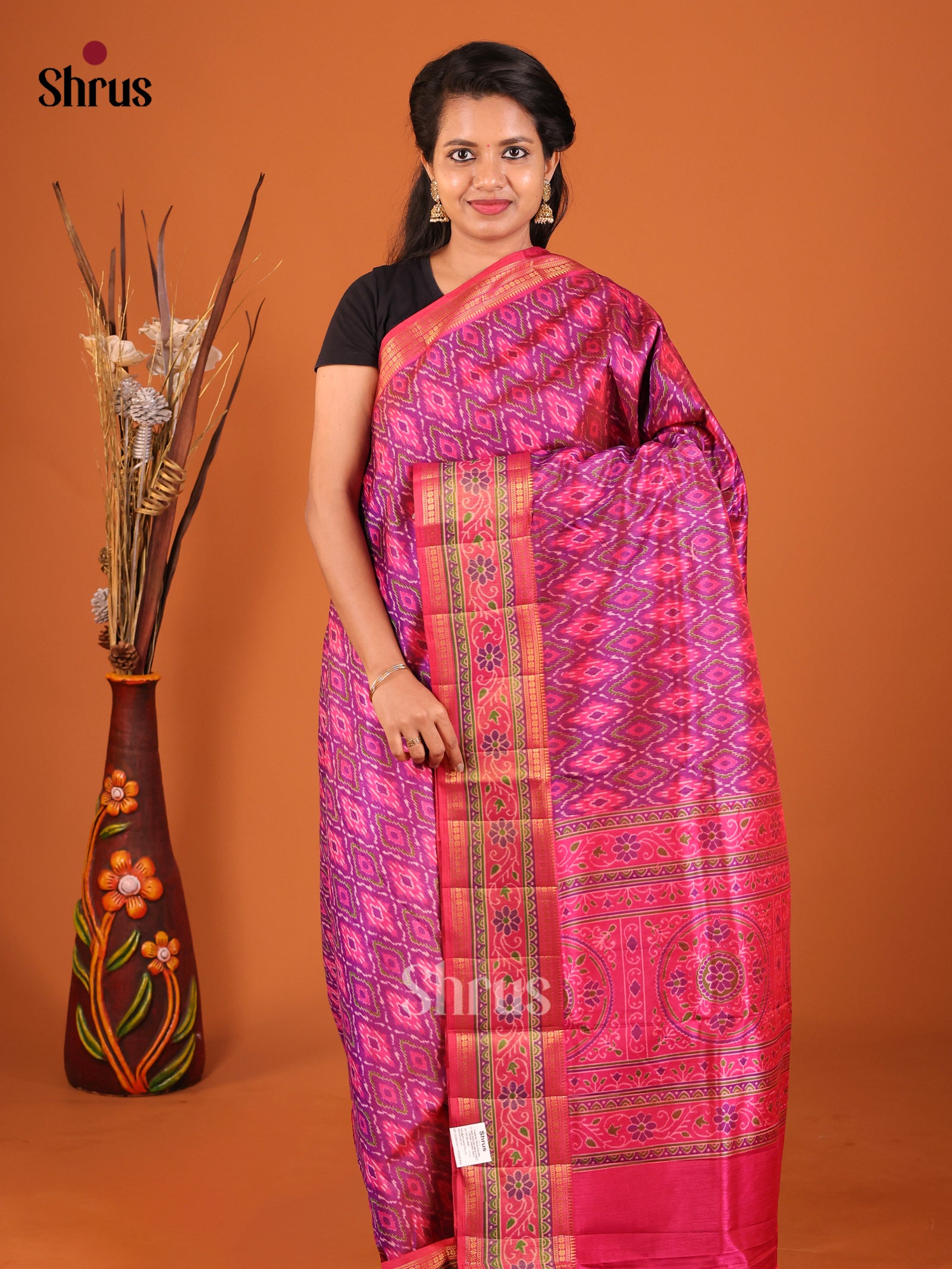 Purple & Pink - Semi Patola Saree
