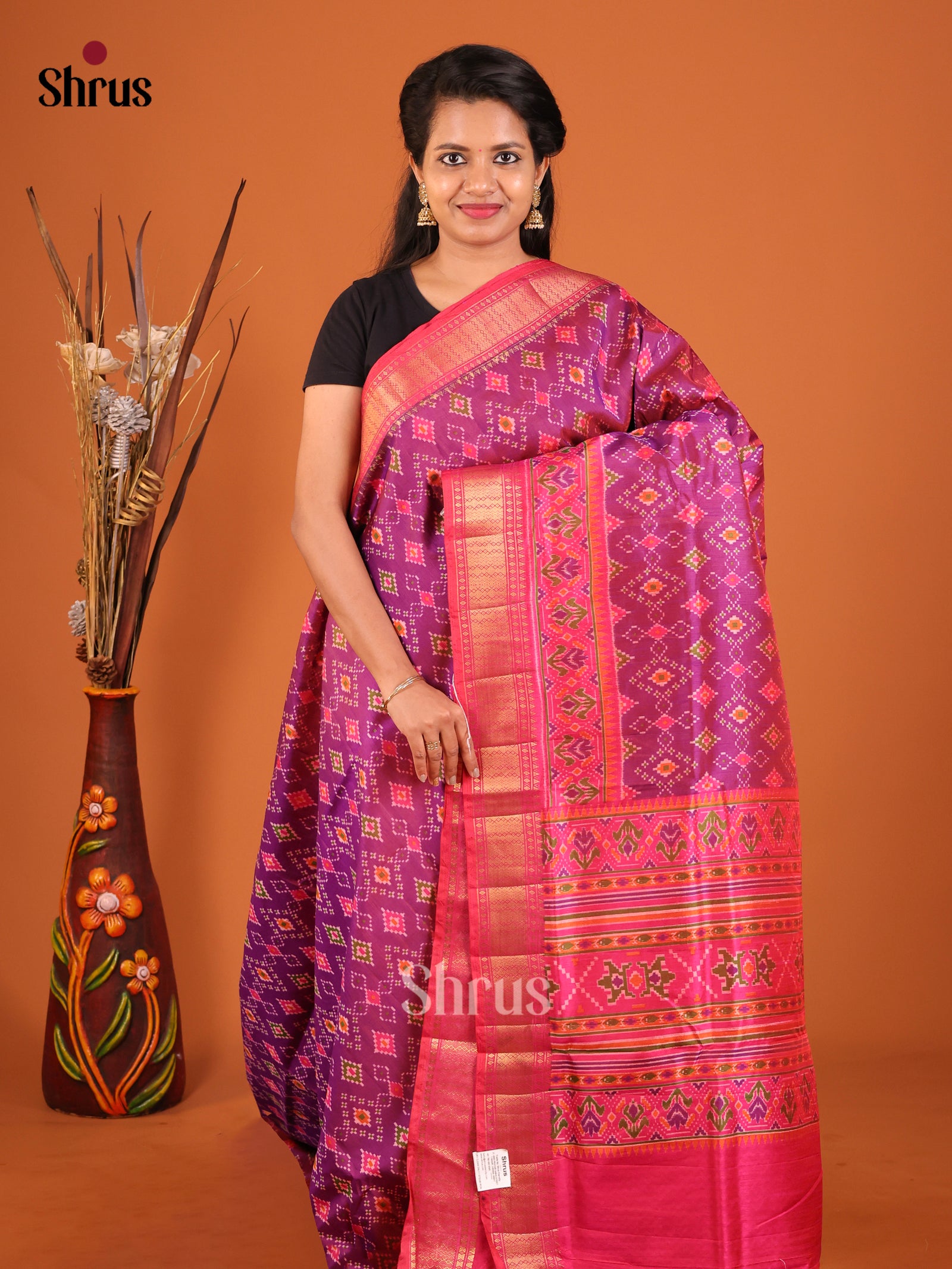 Purple & Pink - Semi Patola Saree